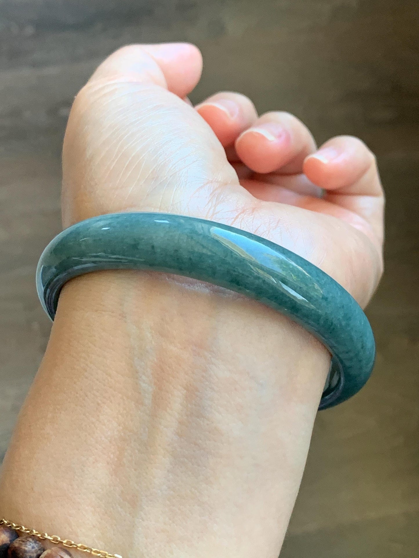 Certified Natural Grade A Guatemalan Icy Translucent Dusty Blue Jade Jadeite Wide Bangle Bracelet 60.75mm 7.51" 43.52g 天然危蓝糯种翡翠正圈手镯 1236