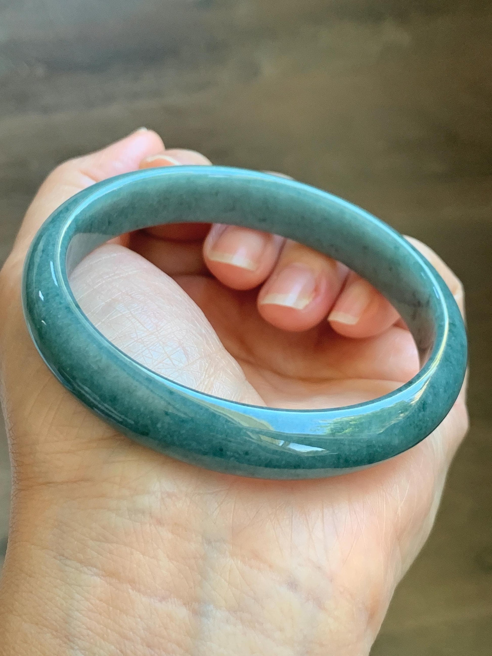 Certified Natural Grade A Guatemalan Icy Translucent Dusty Blue Jade Jadeite Wide Bangle Bracelet 60.75mm 7.51" 43.52g 天然危蓝糯种翡翠正圈手镯 1236