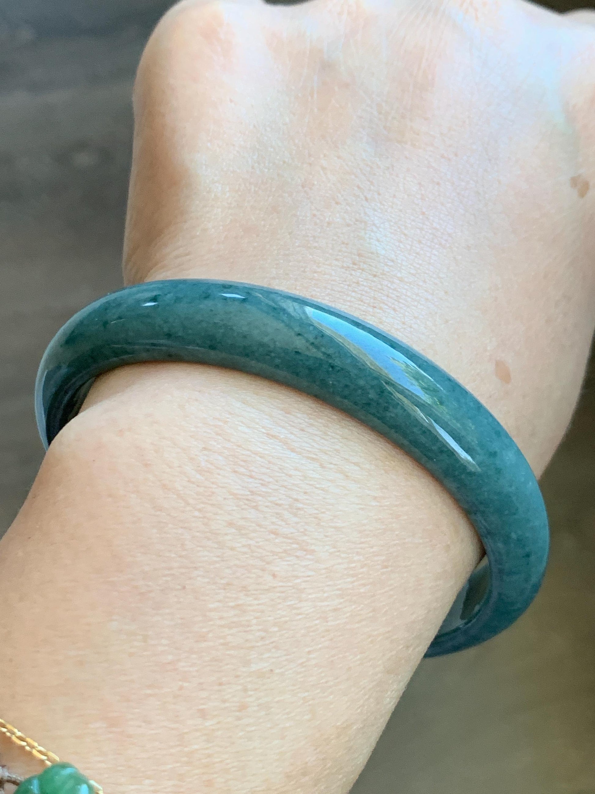 Certified Natural Grade A Guatemalan Icy Translucent Dusty Blue Jade Jadeite Wide Bangle Bracelet 60.75mm 7.51" 43.52g 天然危蓝糯种翡翠正圈手镯 1236