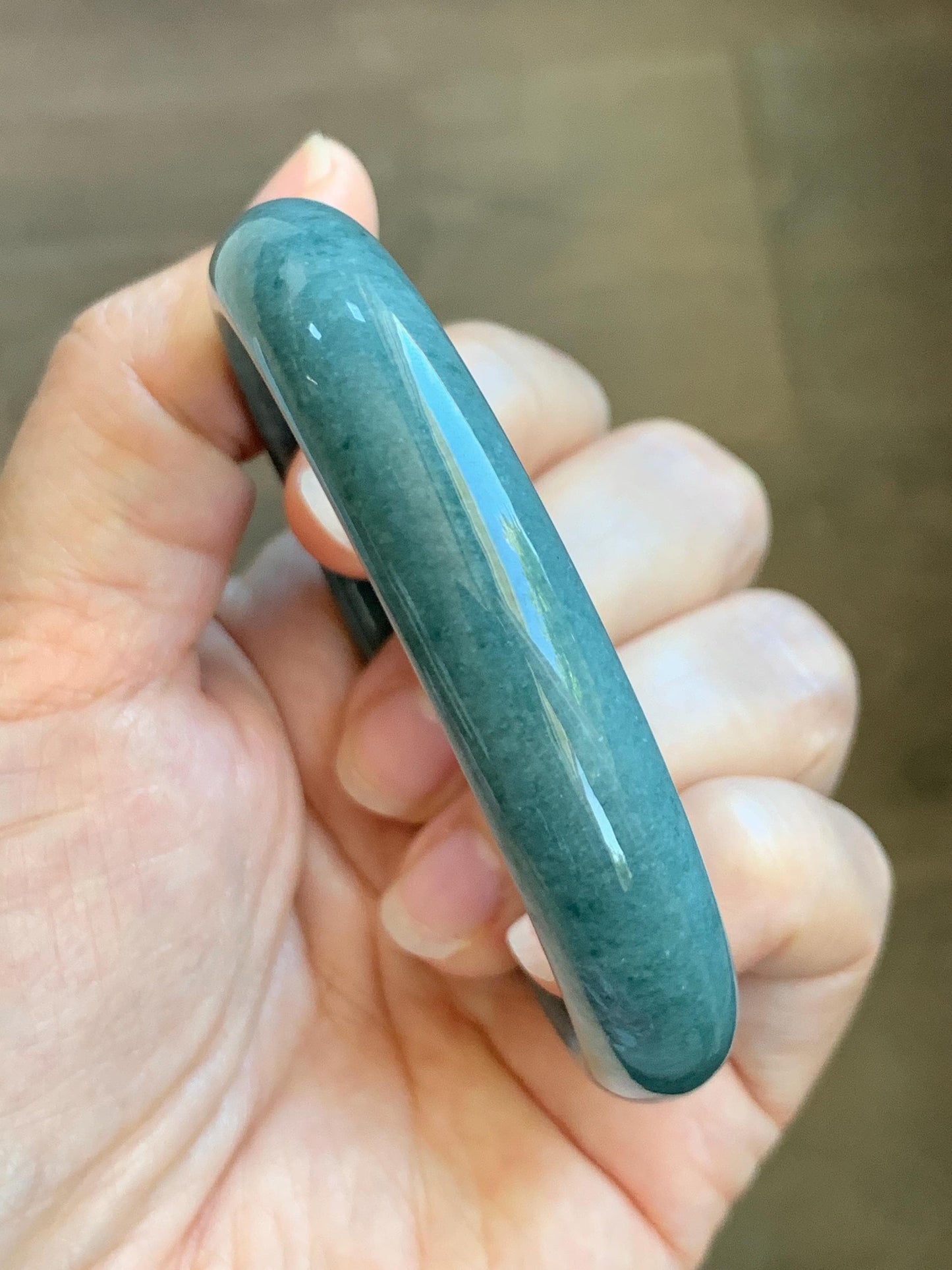 Certified Natural Grade A Guatemalan Icy Translucent Dusty Blue Jade Jadeite Wide Bangle Bracelet 60.75mm 7.51" 43.52g 天然危蓝糯种翡翠正圈手镯 1236