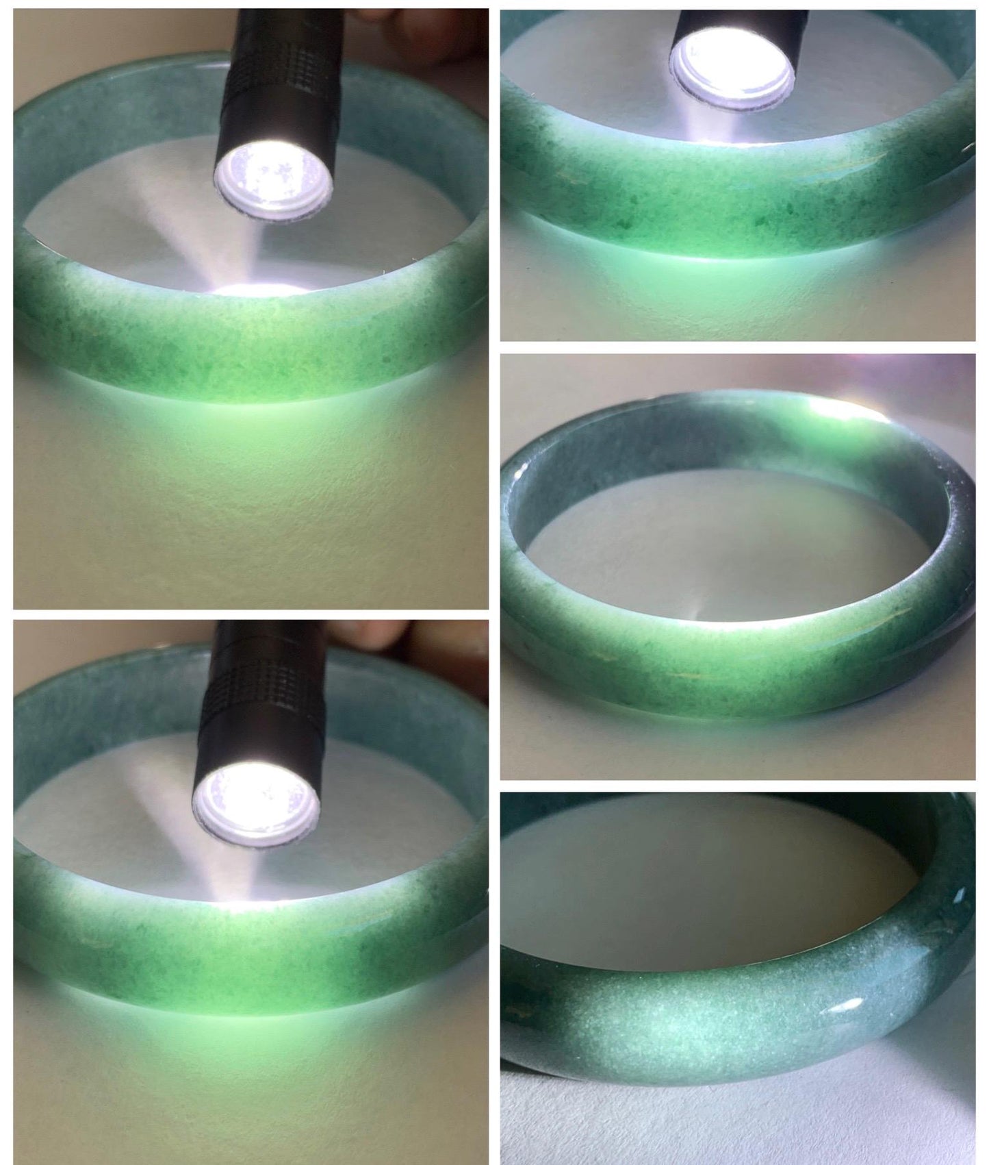 Certified Natural Grade A Guatemalan Icy Translucent Dusty Blue Jade Jadeite Wide Bangle Bracelet 60.76mm 7.51" 54.16g 天然危蓝糯种翡翠正圈手镯 1233