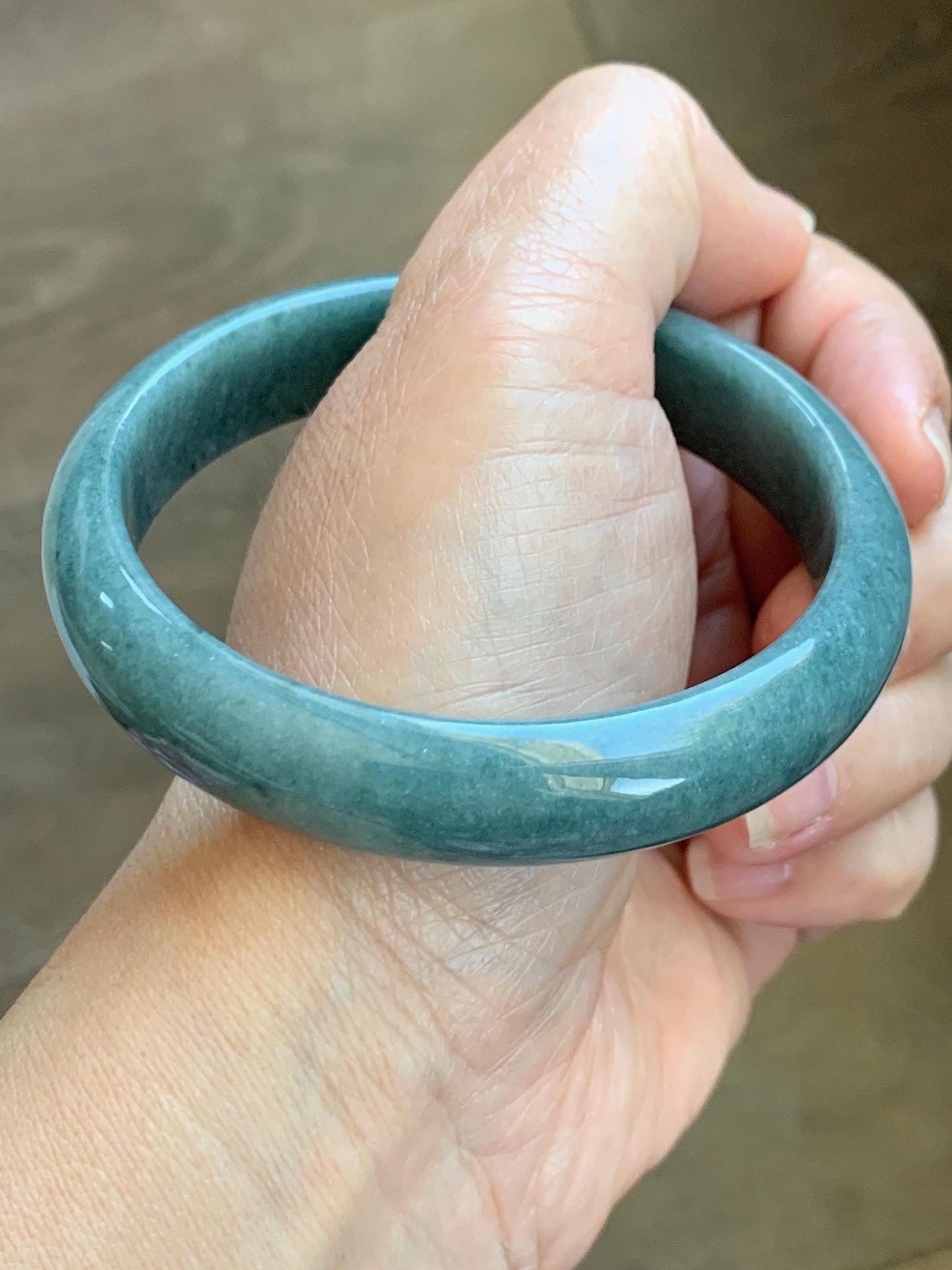 Certified Natural Grade A Guatemalan Icy Translucent Dusty Blue Jade Jadeite Wide Bangle Bracelet 60.76mm 7.51" 54.16g 天然危蓝糯种翡翠正圈手镯 1233
