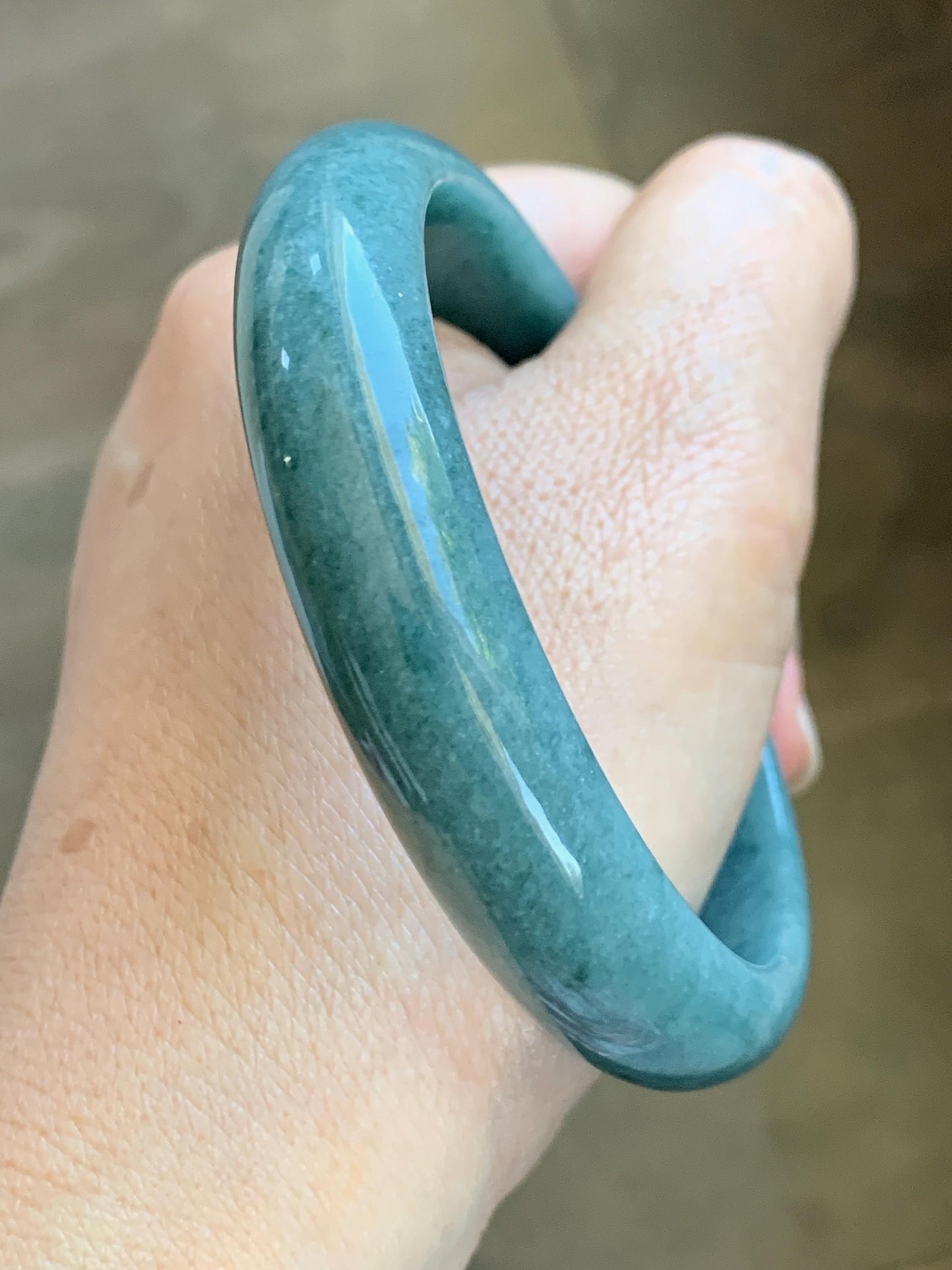 Certified Natural Grade A Guatemalan Icy Translucent Dusty Blue Jade Jadeite Wide Bangle Bracelet 60.76mm 7.51" 54.16g 天然危蓝糯种翡翠正圈手镯 1233