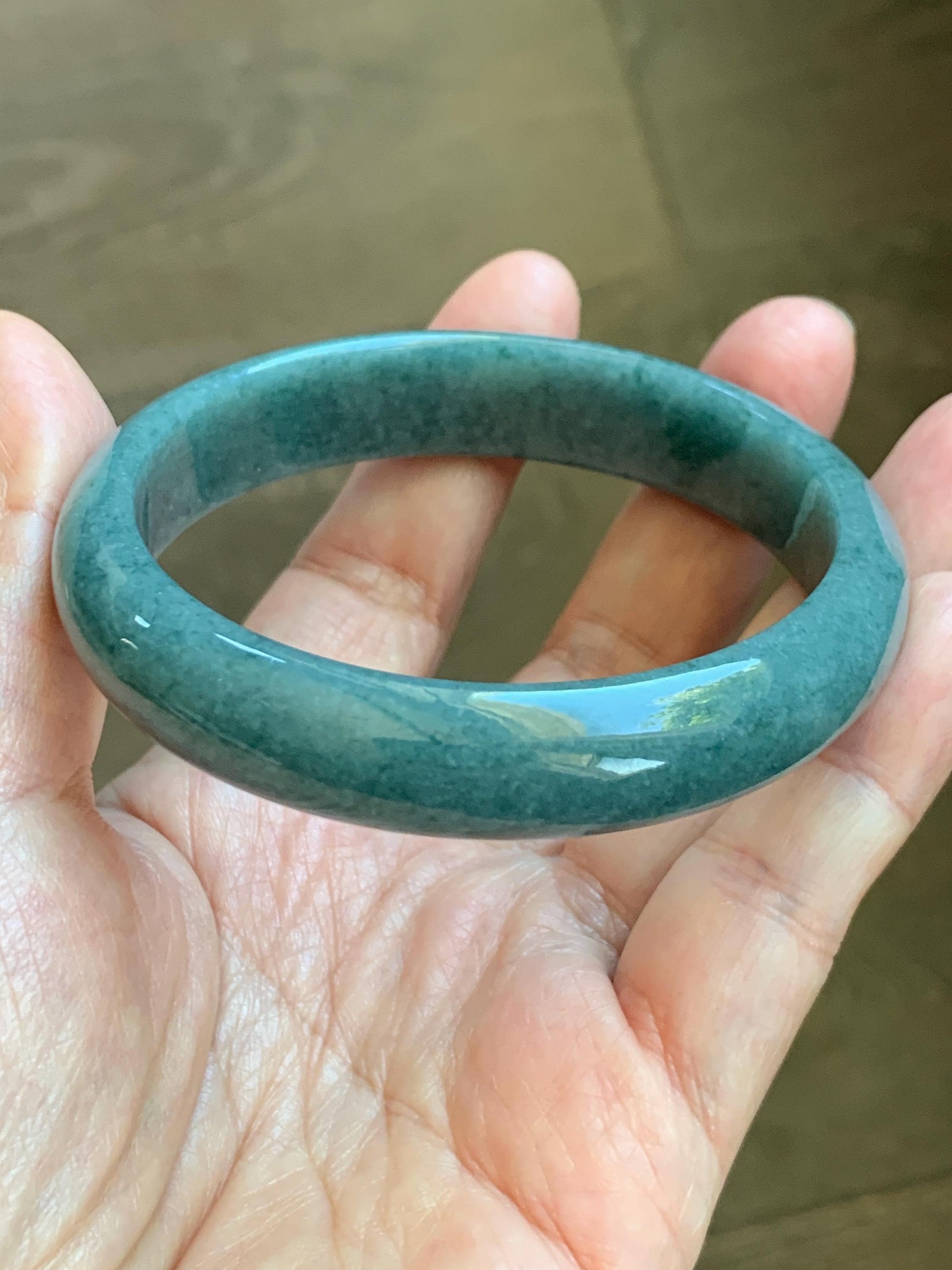 Certified Natural Grade A Guatemalan Icy Translucent Dusty Blue Jade Jadeite Wide Bangle Bracelet 60.76mm 7.51" 54.16g 天然危蓝糯种翡翠正圈手镯 1233