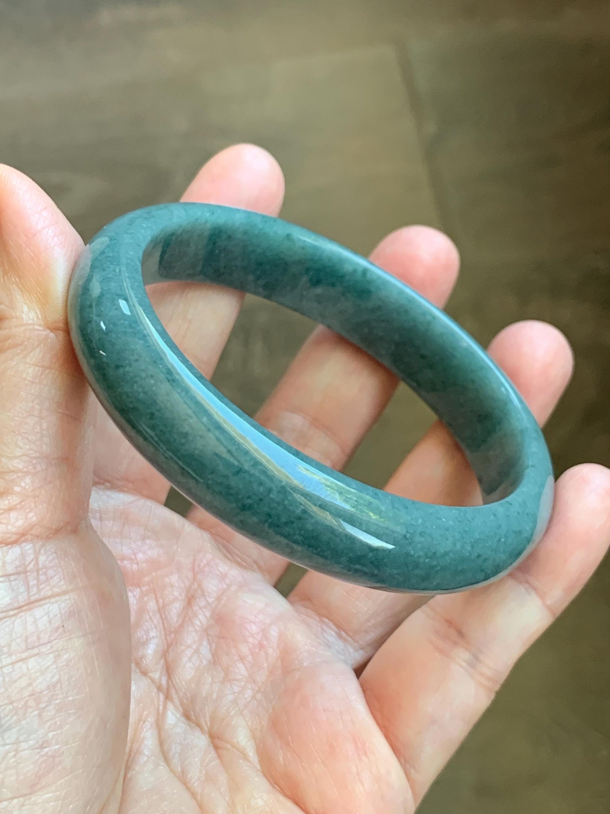 Certified Natural Grade A Guatemalan Icy Translucent Dusty Blue Jade Jadeite Wide Bangle Bracelet 60.76mm 7.51" 54.16g 天然危蓝糯种翡翠正圈手镯 1233