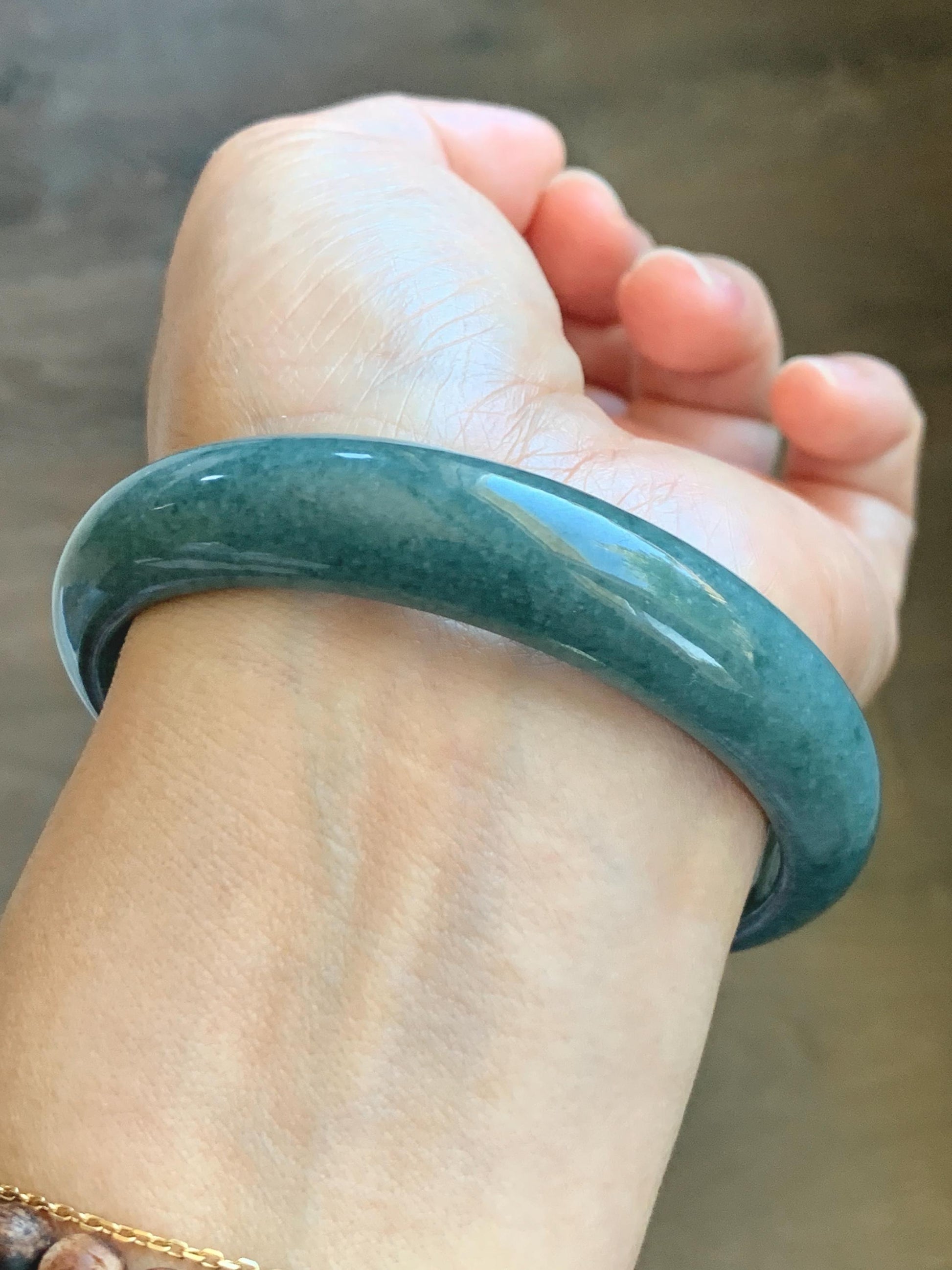 Certified Natural Grade A Guatemalan Icy Translucent Dusty Blue Jade Jadeite Wide Bangle Bracelet 60.76mm 7.51" 54.16g 天然危蓝糯种翡翠正圈手镯 1233