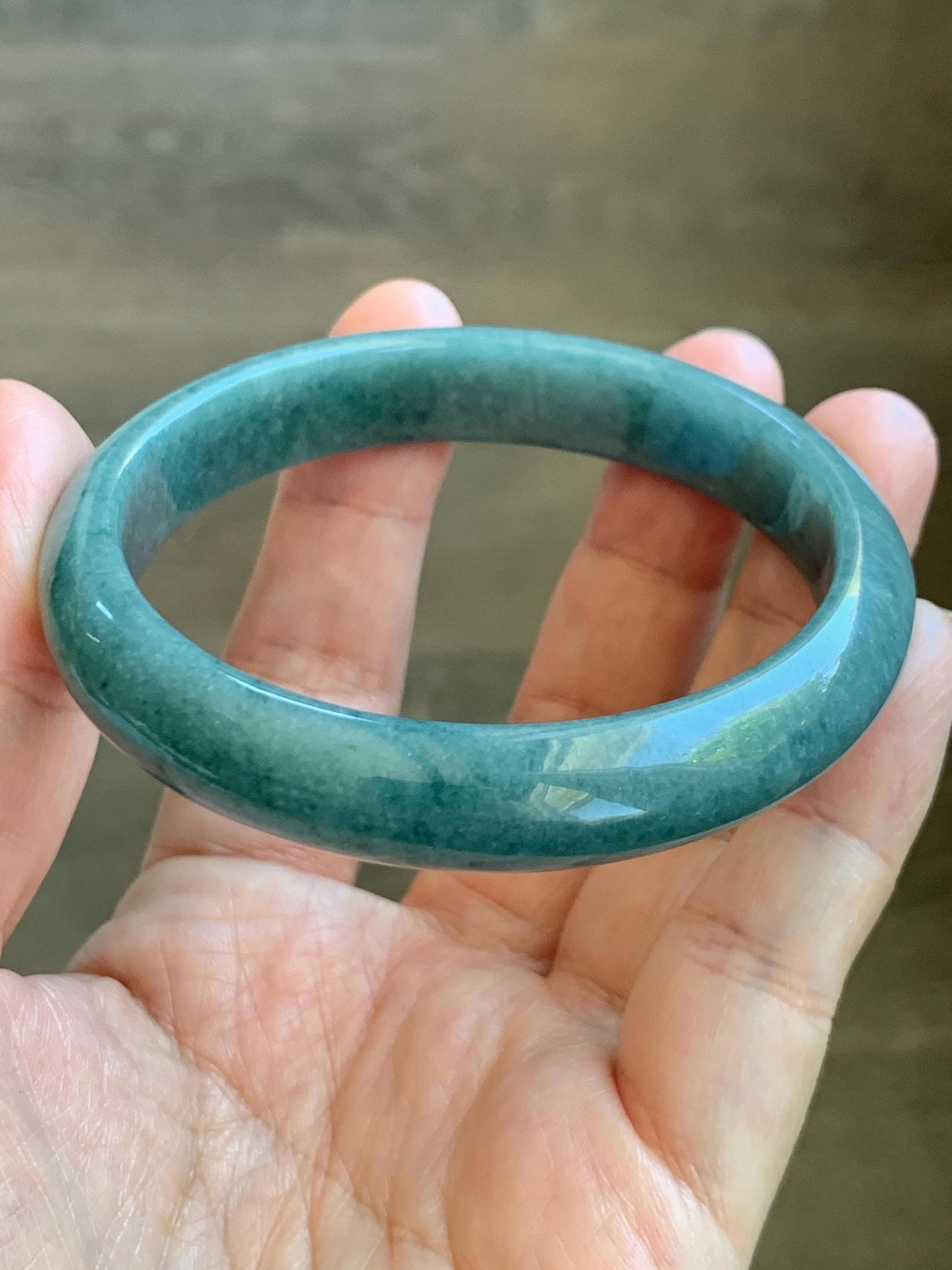 Certified Natural Grade A Guatemalan Icy Translucent Dusty Blue Jade Jadeite Wide Bangle Bracelet 58.4mm 7.22” 44.76g 天然危蓝糯种翡翠正圈手镯 1237