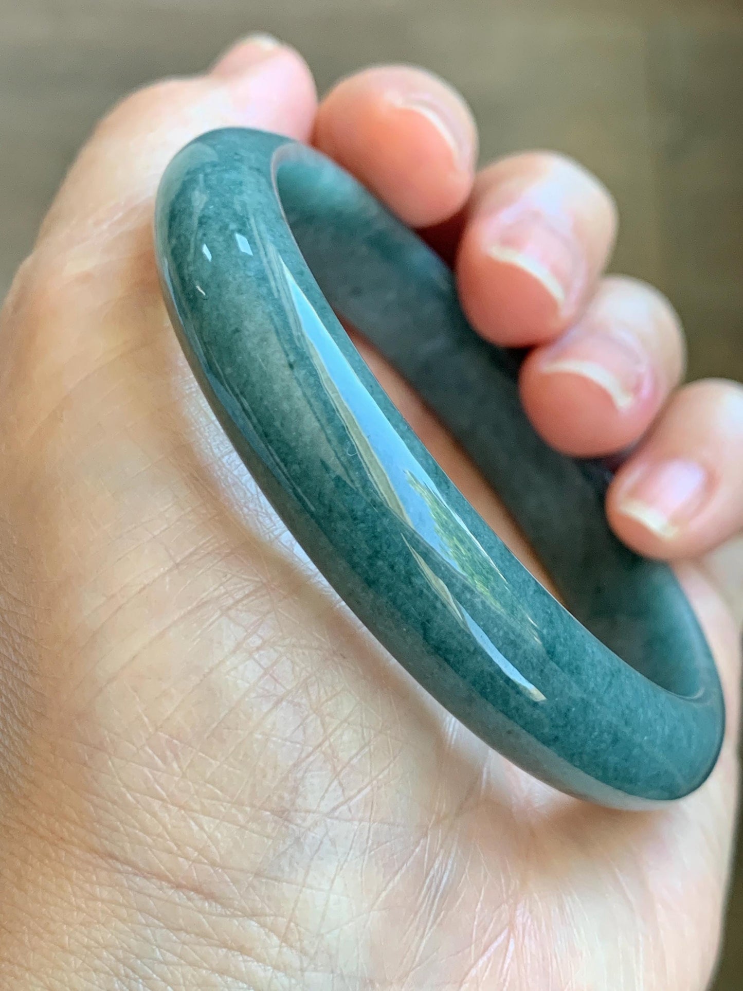 Certified Natural Grade A Guatemalan Icy Translucent Dusty Blue Jade Jadeite Wide Bangle Bracelet 58.4mm 7.22” 44.76g 天然危蓝糯种翡翠正圈手镯 1237