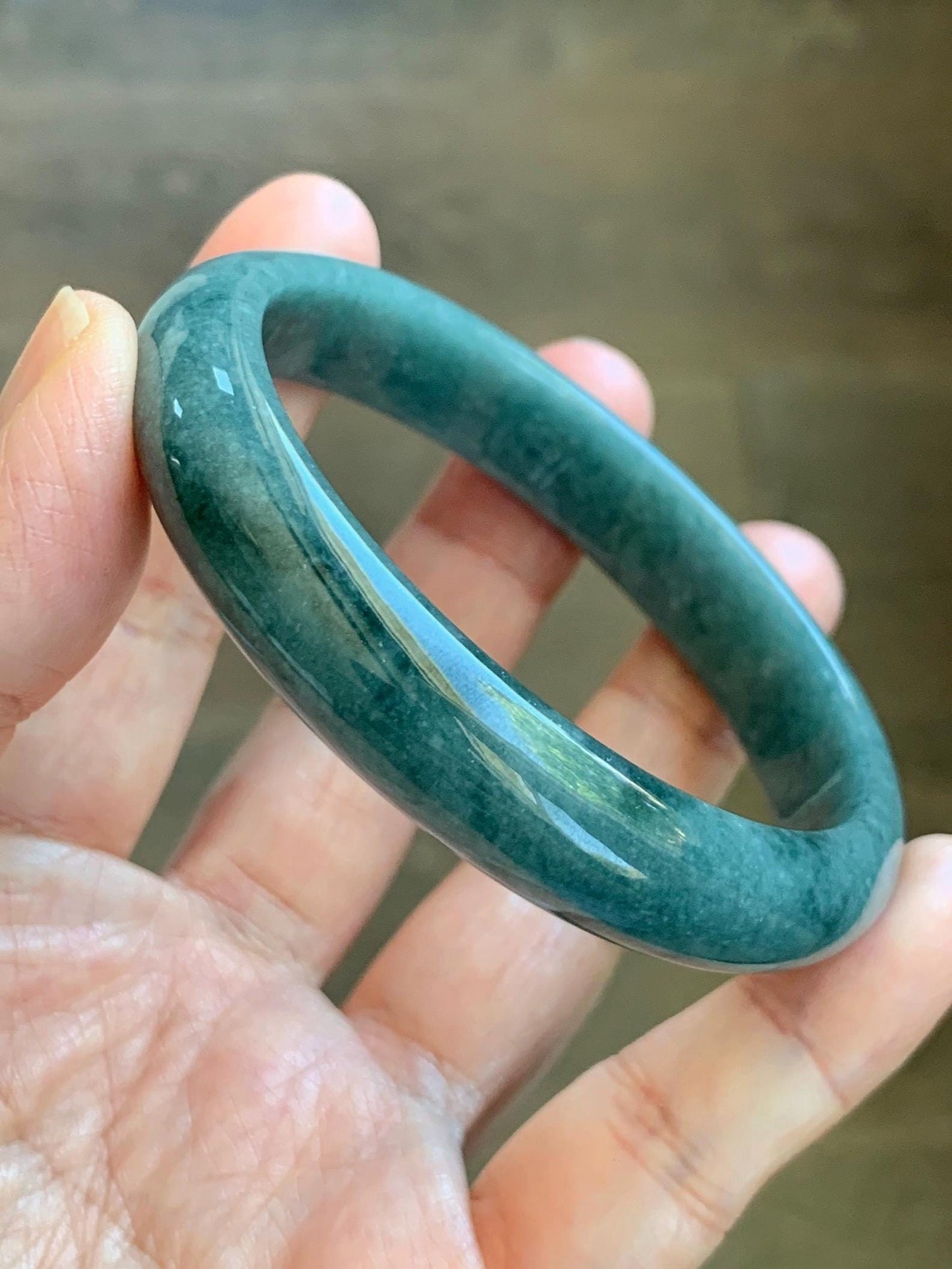 Certified Natural Grade A Guatemalan Icy Translucent Dusty Blue Jade Jadeite Wide Bangle Bracelet 58.4mm 7.22” 45.3g AS IS 天然危蓝糯种翡翠正圈手镯 1237