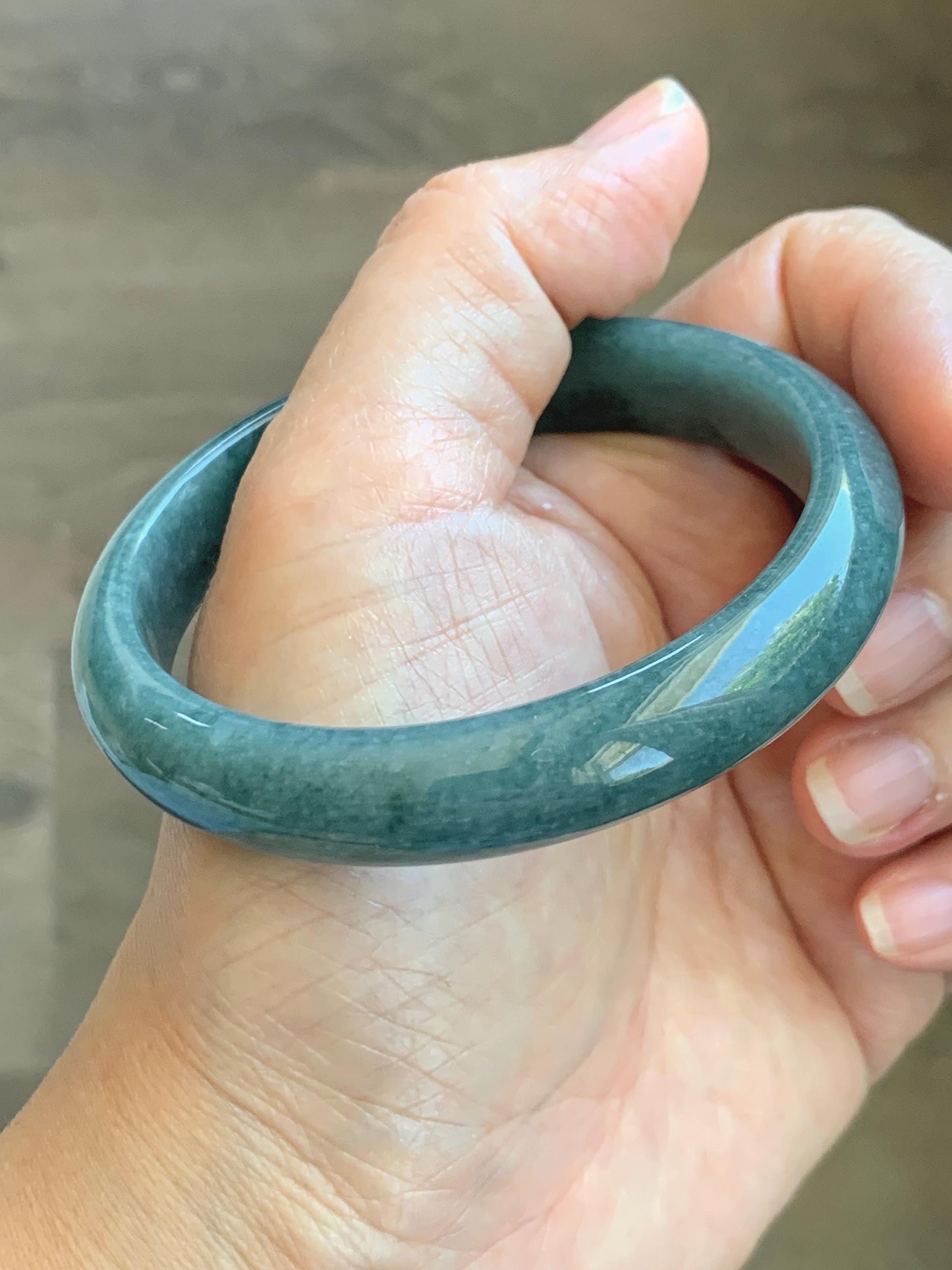 Certified Natural Grade A Guatemalan Icy Translucent Dusty Blue Jade Jadeite Wide Bangle Bracelet 58.4mm 7.22” 45.3g AS IS 天然危蓝糯种翡翠正圈手镯 1237