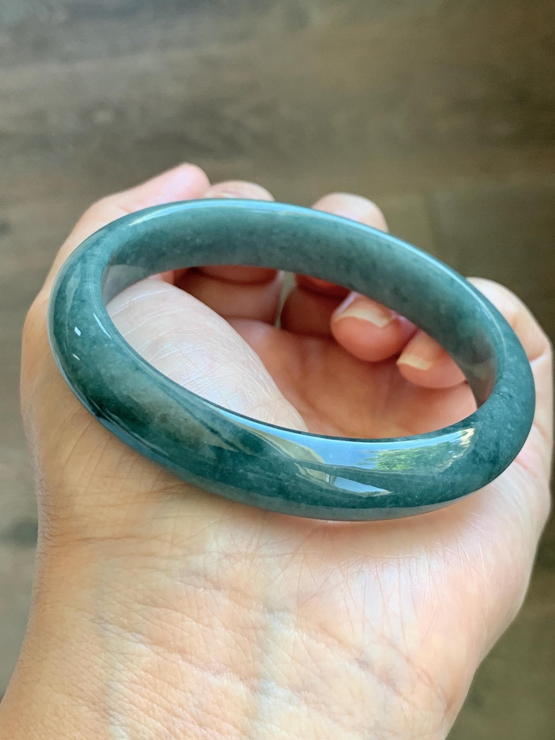 Certified Natural Grade A Guatemalan Icy Translucent Dusty Blue Jade Jadeite Wide Bangle Bracelet 58.4mm 7.22” 45.3g AS IS 天然危蓝糯种翡翠正圈手镯 1237