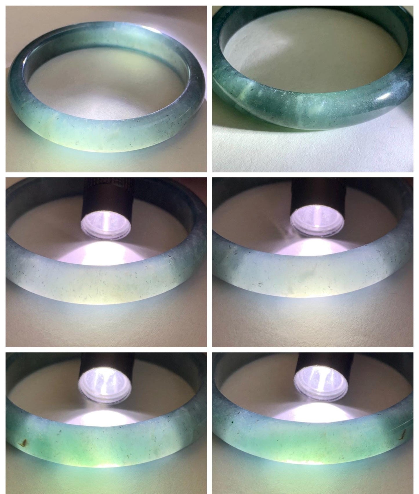 Certified Natural Grade A Guatemalan Icy Translucent Dark Teal Blue Wuji Jade Jadeite Wide Bangle 55.09mm 6.81” 36.9g 天然冰危深蓝绿翡翠正圈宽版手镯 1214