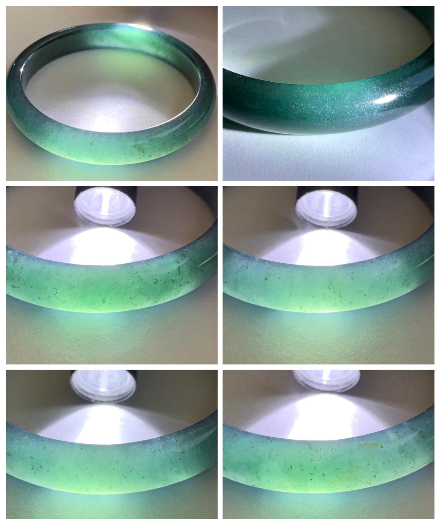 Certified Natural Grade A Guatemalan Icy Translucent Dark Teal Blue Jade Jadeite Wide Bangle 58.52mm 7.23” 38.79g 天然冰危深蓝绿翡翠正圈宽版手镯 1216