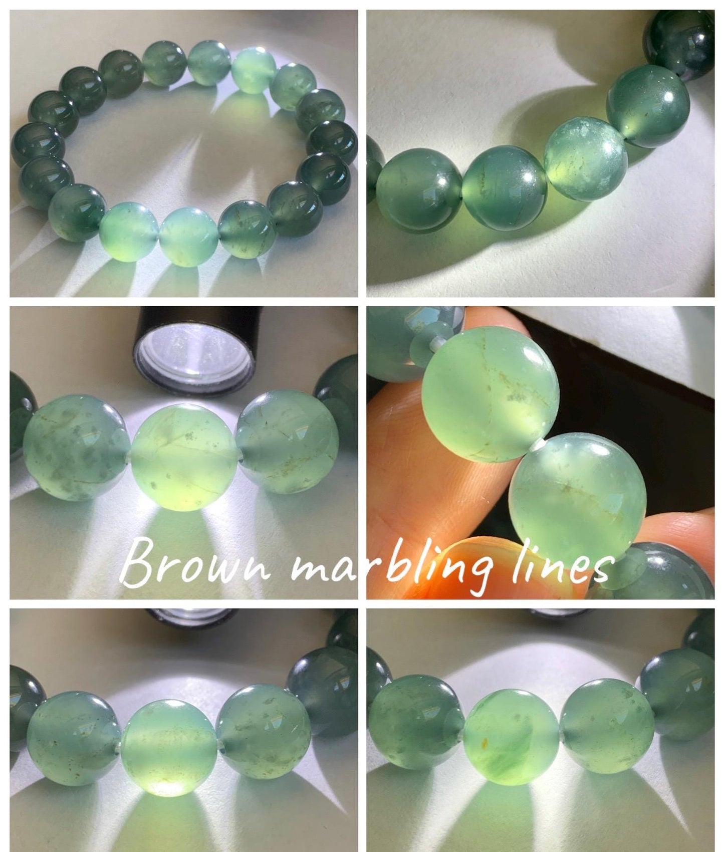 Certified Natural Grade A Guatemalan Icy Highly Translucent Teal Green Jade Jadeite Beads Beaded Bracelet 11.7mm 7.25” 47g 天然冰胶起光危晴蓝翡翠手串 459