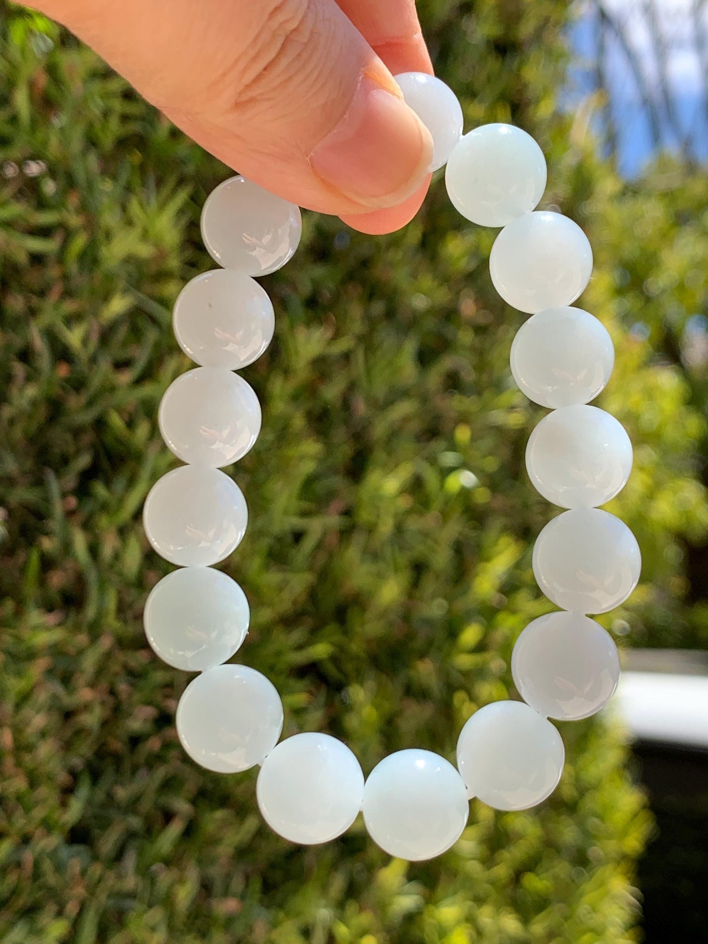 Certified Natural Grade A Icy Translucent Pastel Dusty Blue Jade Jadeite Large Beads Beaded Bracelet 11.8mm 7.25” 48g 天然老种冰胶淡蓝翡翠圆珠手串 456
