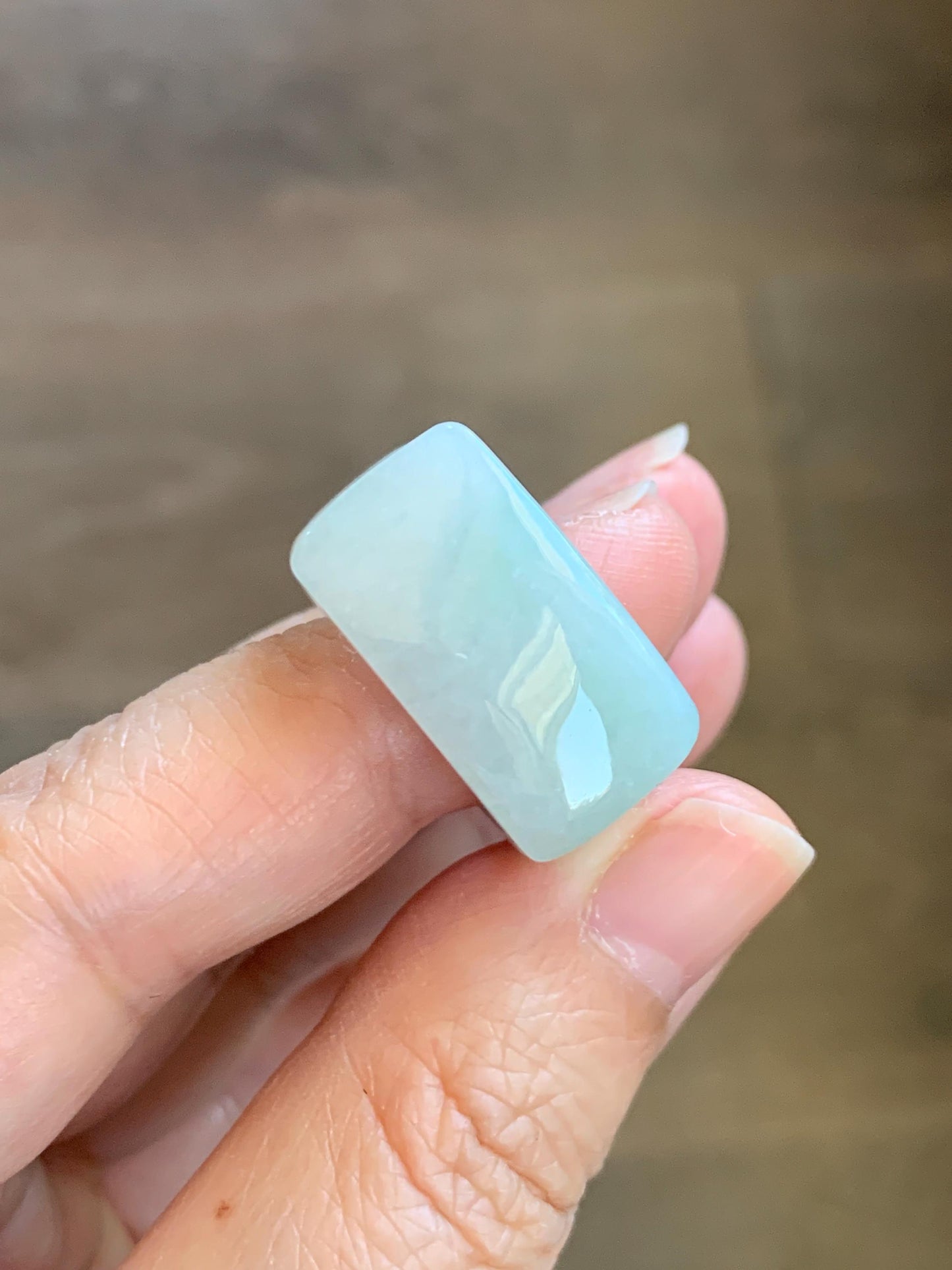 Natural Grade A Icy Translucent Pale Green White Jade Jadeite Wide Banzhi Band Ring Size 9 US 9g 天然冰细糯晴底翡翠扳指戒圈 MBZ55