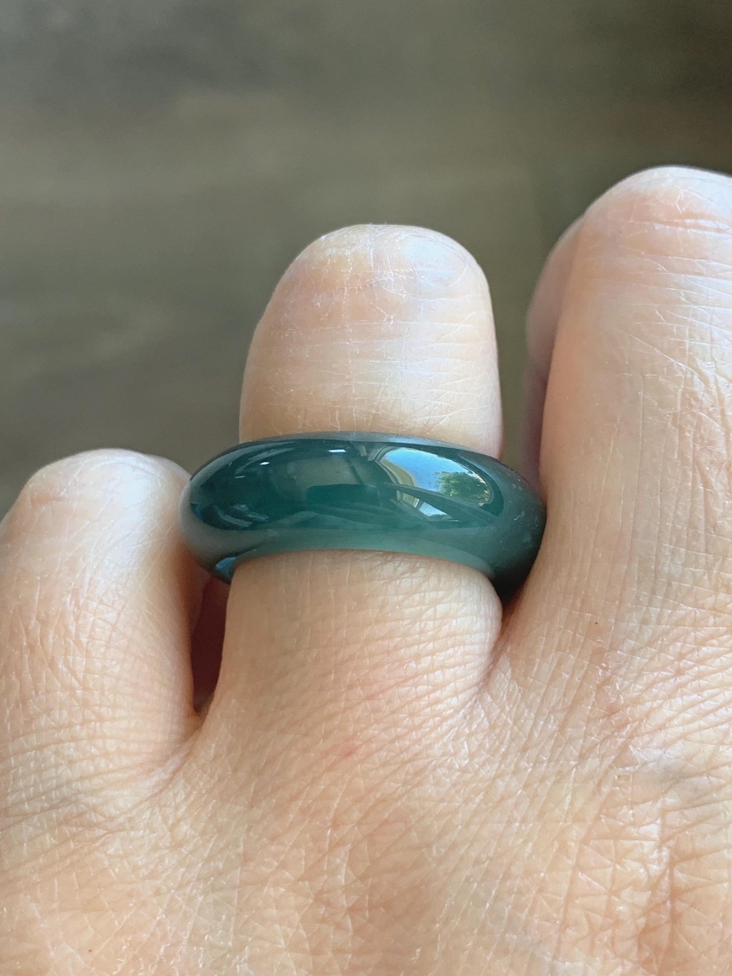 Certified Natural Grade A Guatemalan Icy Highly Translucent Dark Teal Blue Jade Jadeite Band Ring Pendant Size 7.5 US 天然冰胶危蓝绿翡翠戒圈吊坠 1154