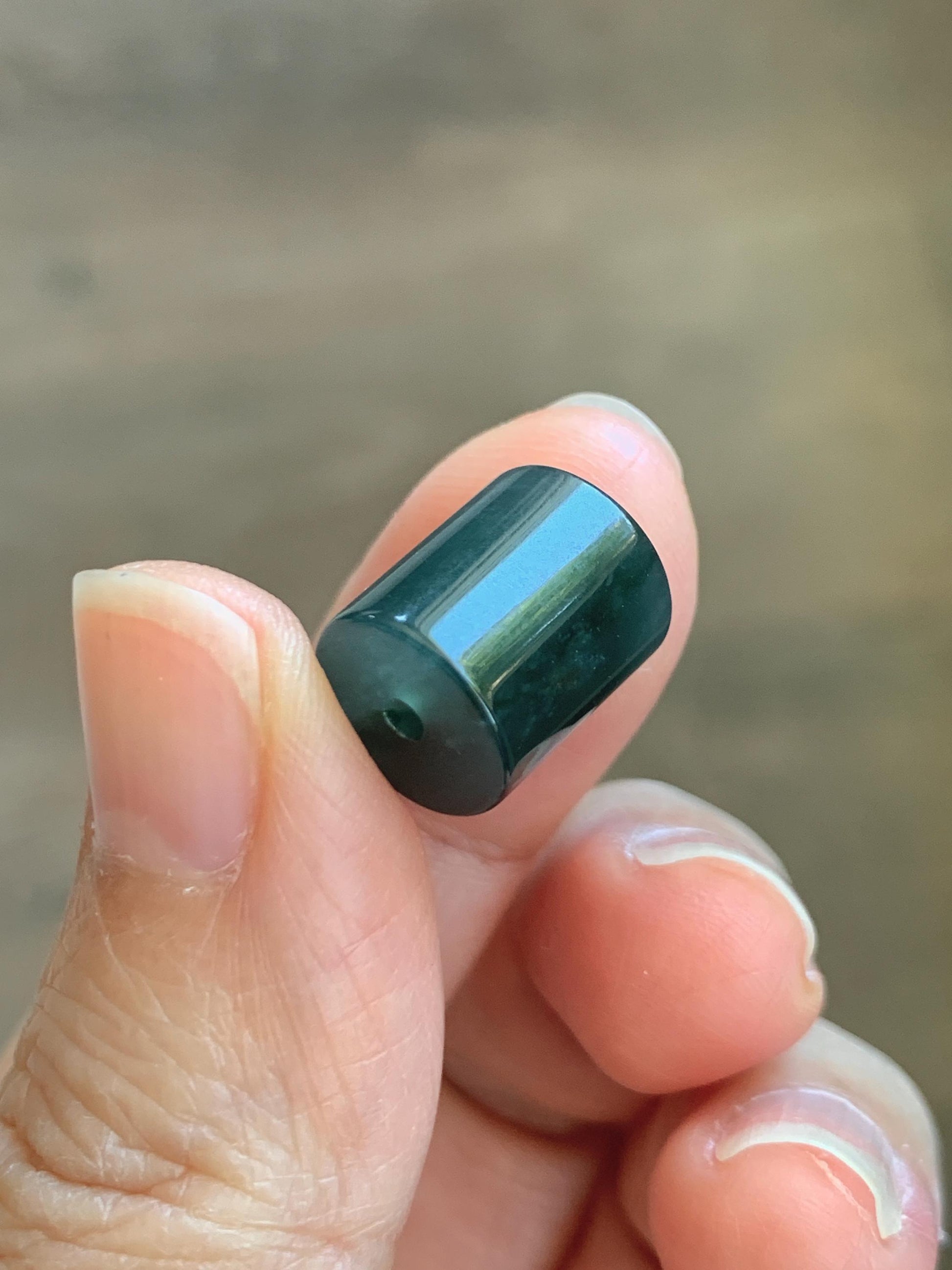 Natural Grade A Guatemalan Icy Translucent Dark Teal Blue Jade Jadeite Carved Shan Shui Band Ring Pendant & Barrel Bead 天然冰危深蓝绿翡翠山水戒圈WSX160A