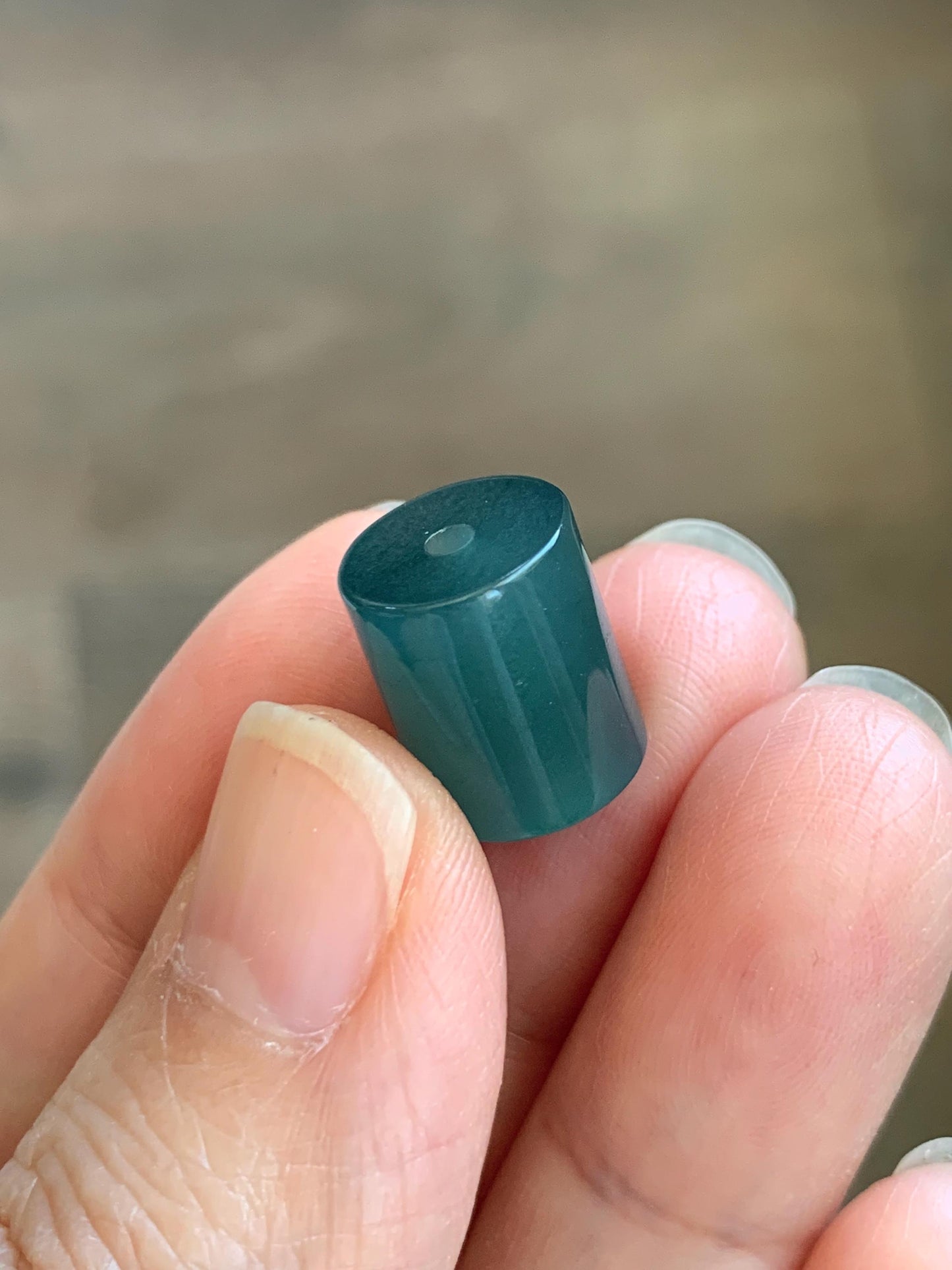 Natural Grade A Guatemalan Icy Translucent Dark Teal Blue Jade Jadeite Carved Shan Shui Band Ring Pendant & Barrel Bead 天然冰危深蓝绿翡翠山水戒圈WSX160B