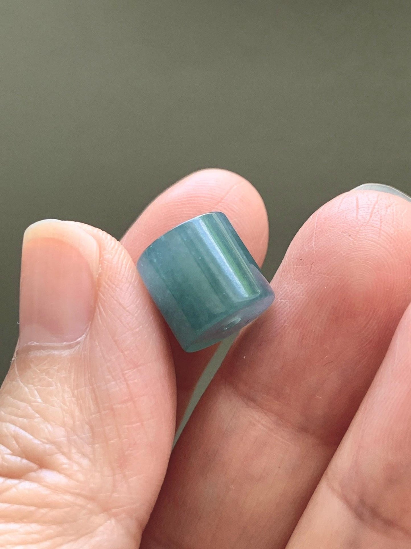 Natural Grade A Guatemalan Icy Translucent Dusty Blue Jade Jadeite Six Word Mantra Band Ring Pendant & Barrel Bead 天然冰危浅蓝翡翠六字戒桶珠 WLZ160A