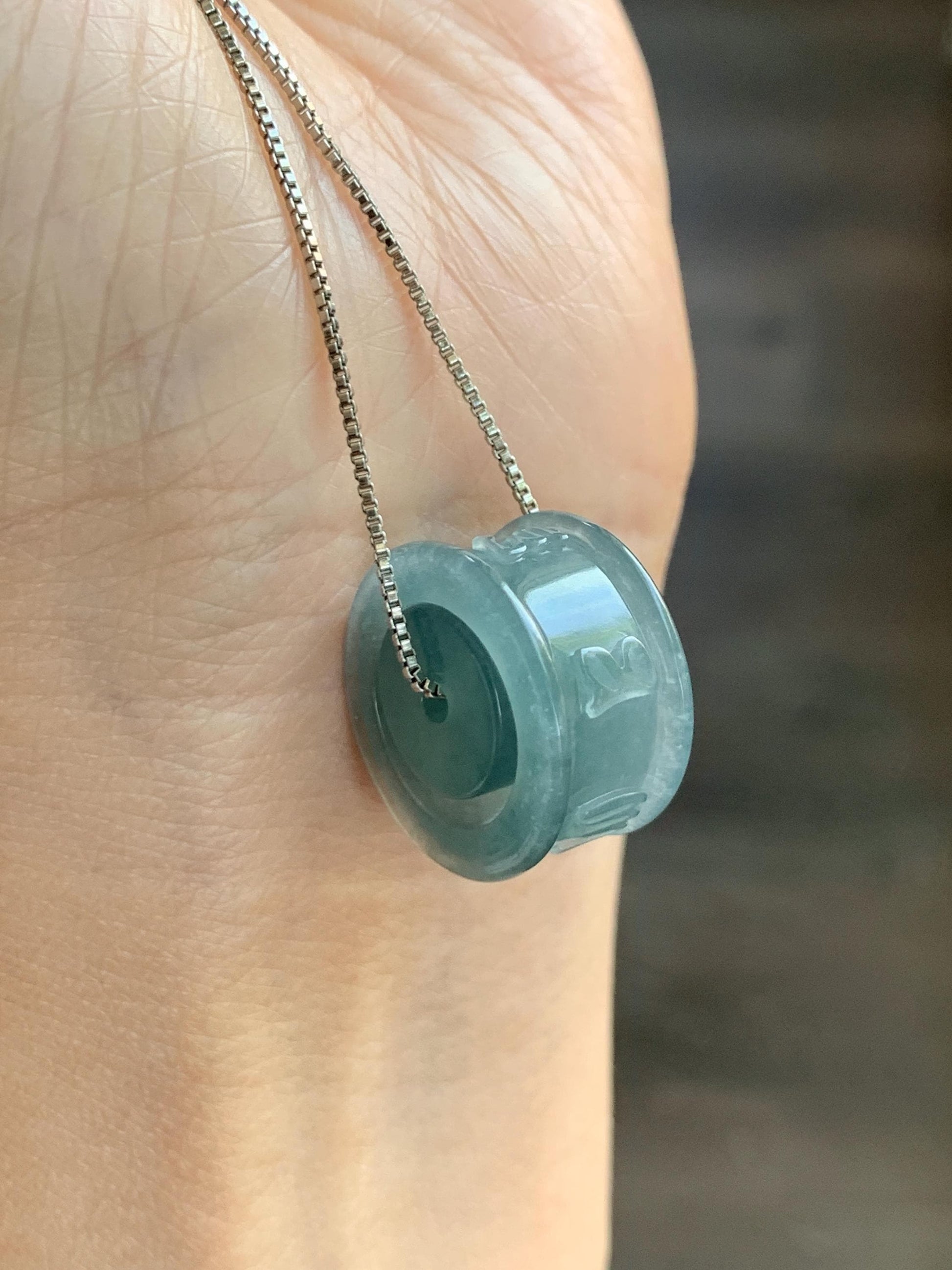 Natural Grade A Guatemalan Icy Translucent Dusty Blue Jade Jadeite Six Word Mantra Band Ring Pendant & Barrel Bead 天然冰危浅蓝翡翠六字戒桶珠 WLZ160A