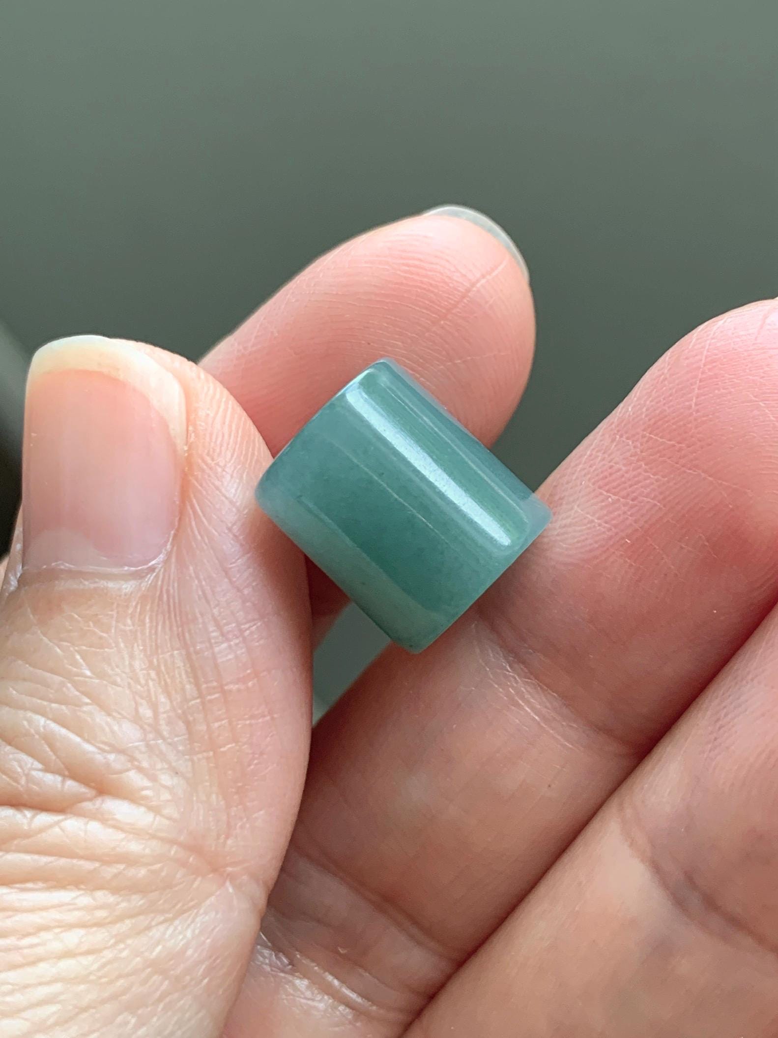 Natural Grade A Guatemalan Icy Translucent Light Teal Jade Jadeite Six Word Mantra Band Ring Pendant & Barrel Bead 天然冰危浅蓝绿翡翠六字戒桶珠 WLZ160B