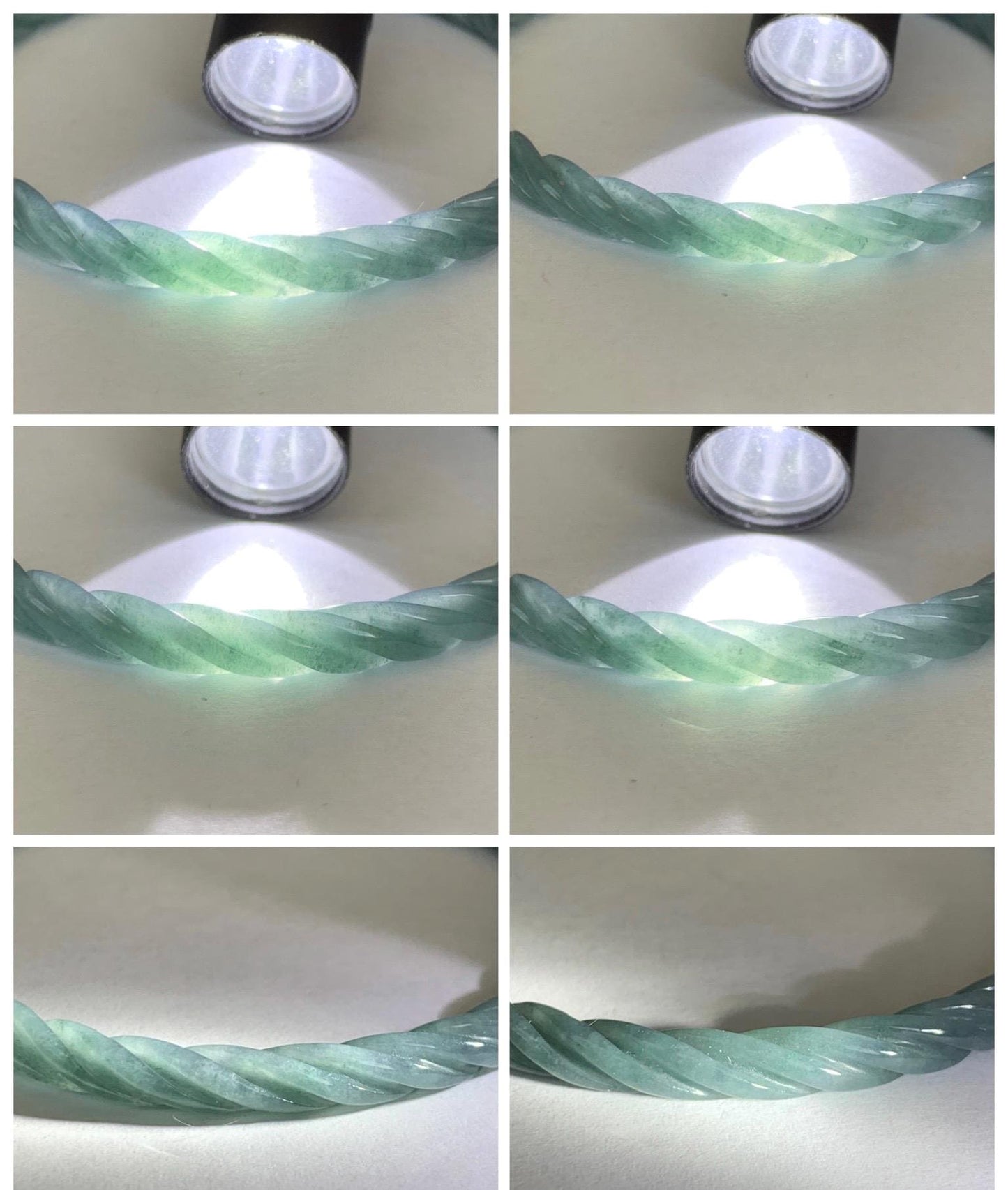 Certified Natural Grade A Guatemalan Icy Translucent Dark Dusty Blue Jade Jadeite Carved Braid Slim Bangle 58mm 7.17” 天然冰危深灰蓝翡翠细麻花手镯 479