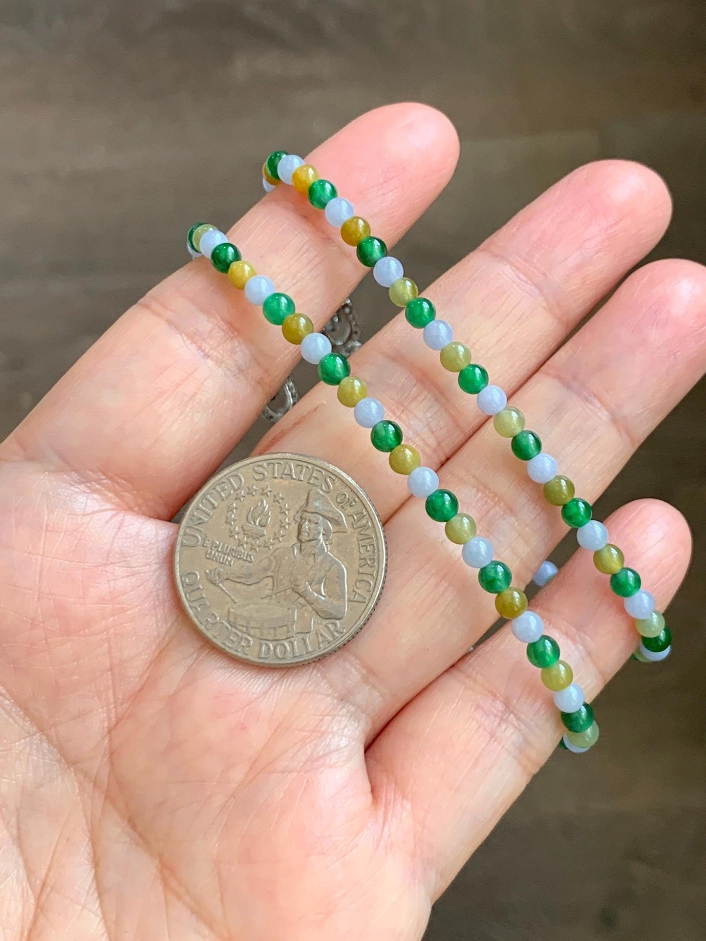 Natural Grade A Icy Translucent Vibrant Multicolored Jade Jadeite Petite Beads Beaded Bracelet 3.5mm 7.5”-7.75” 5g 天然冰多宝翡翠小珠手串 MXB660