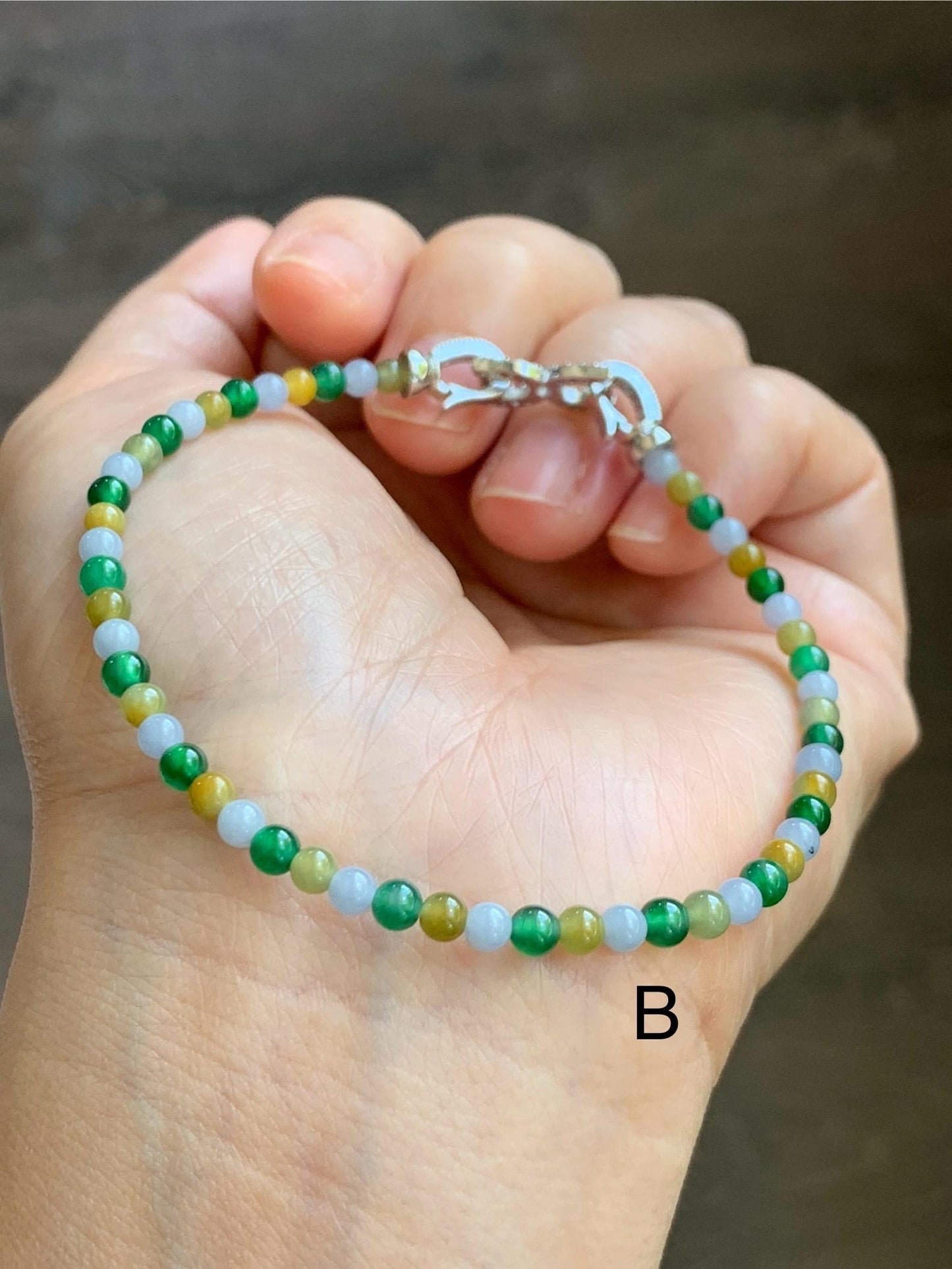 Natural Grade A Icy Translucent Vibrant Multicolored Jade Jadeite Petite Beads Beaded Bracelet 3.5mm 7.5”-7.75” 5g 天然冰多宝翡翠小珠手串 MXB660