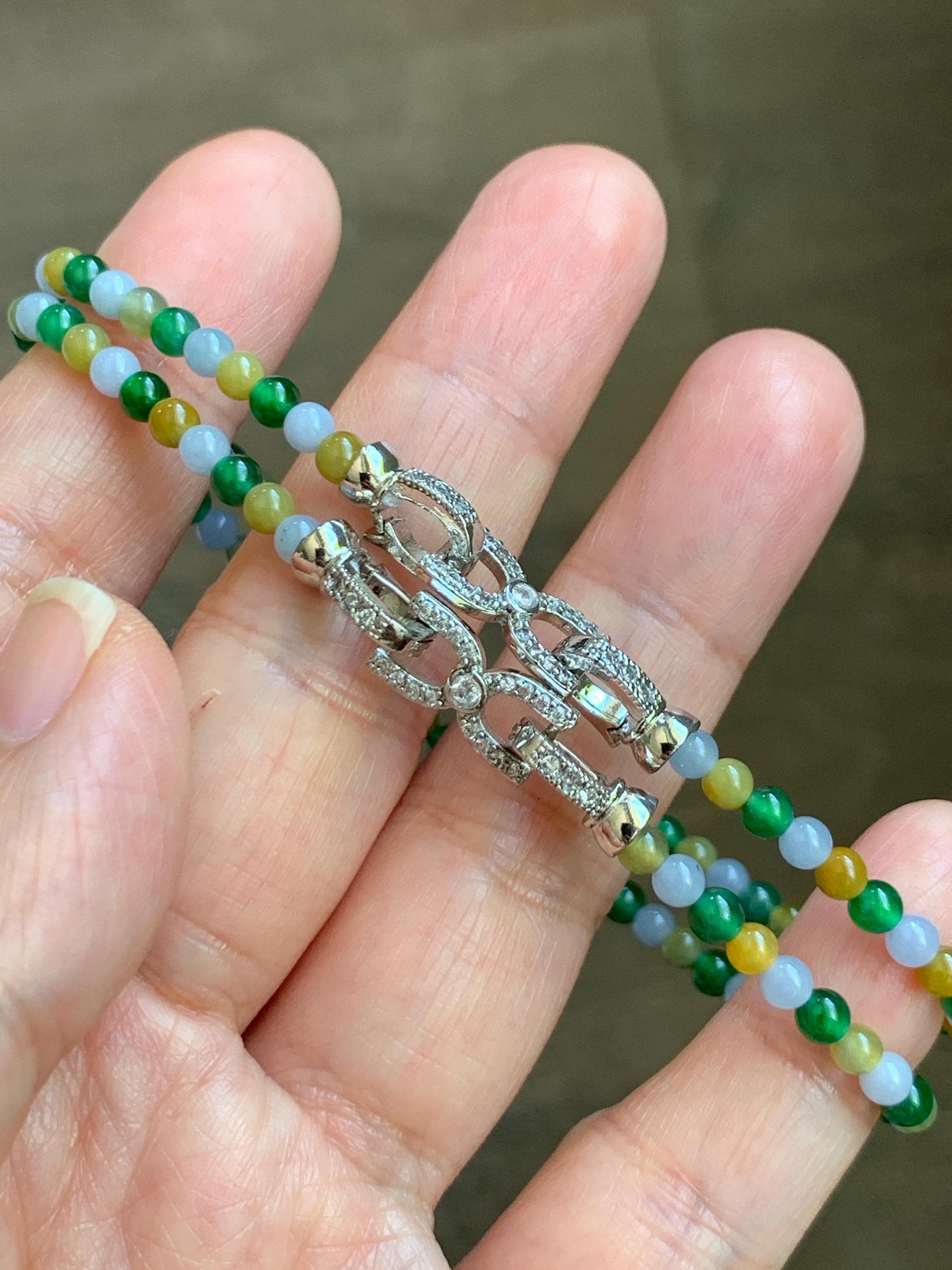 Natural Grade A Icy Translucent Vibrant Multicolored Jade Jadeite Petite Beads Beaded Bracelet 3.5mm 7.5”-7.75” 5g 天然冰多宝翡翠小珠手串 MXB660