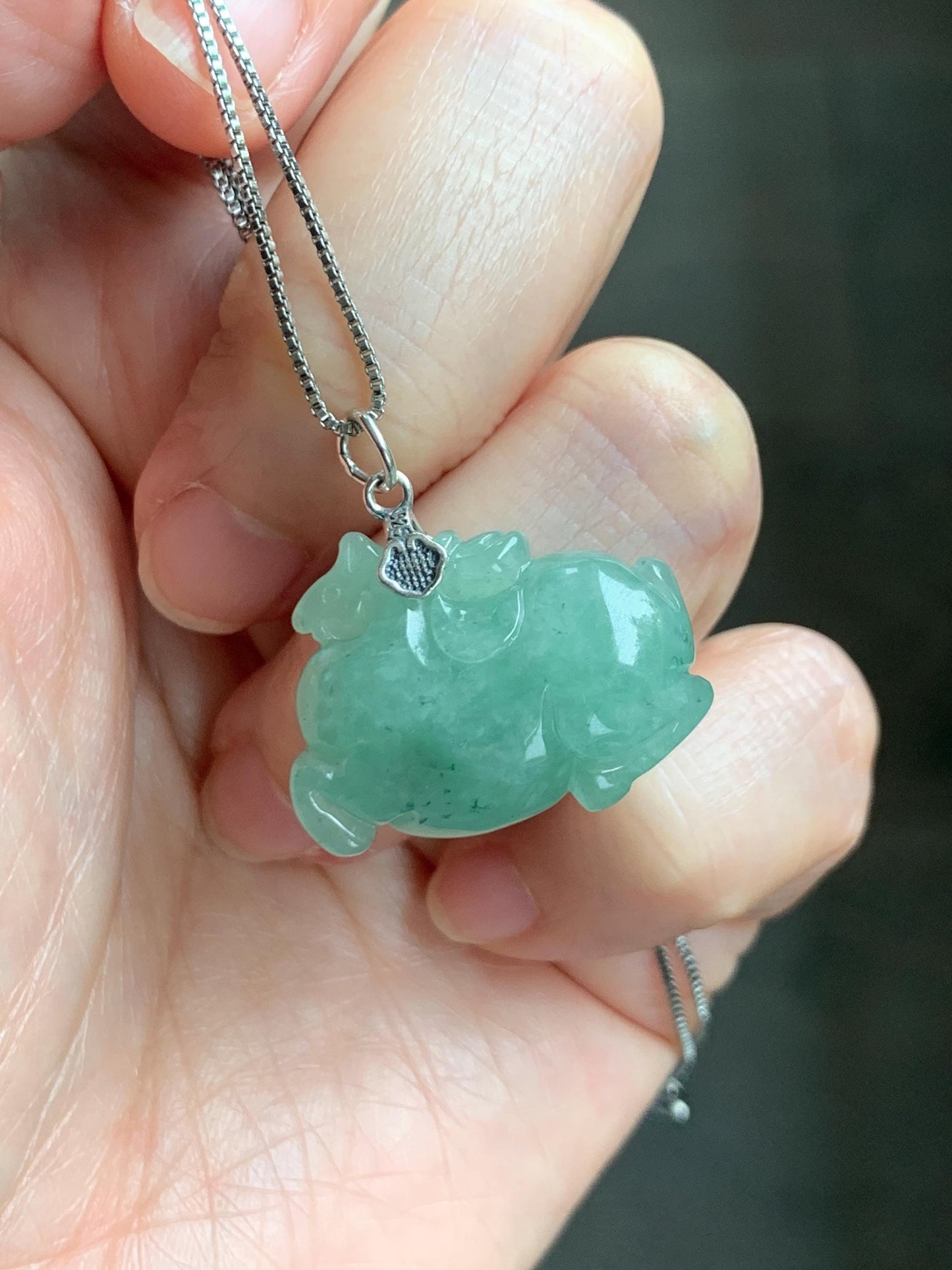 Natural Grade A Icy Translucent Icy Light Apple Green Jade Jadeite Carved Tang Horse Pendant Sterling Silver 8g 天然冰浅果绿翡翠唐马银镶吊坠 MGL160B