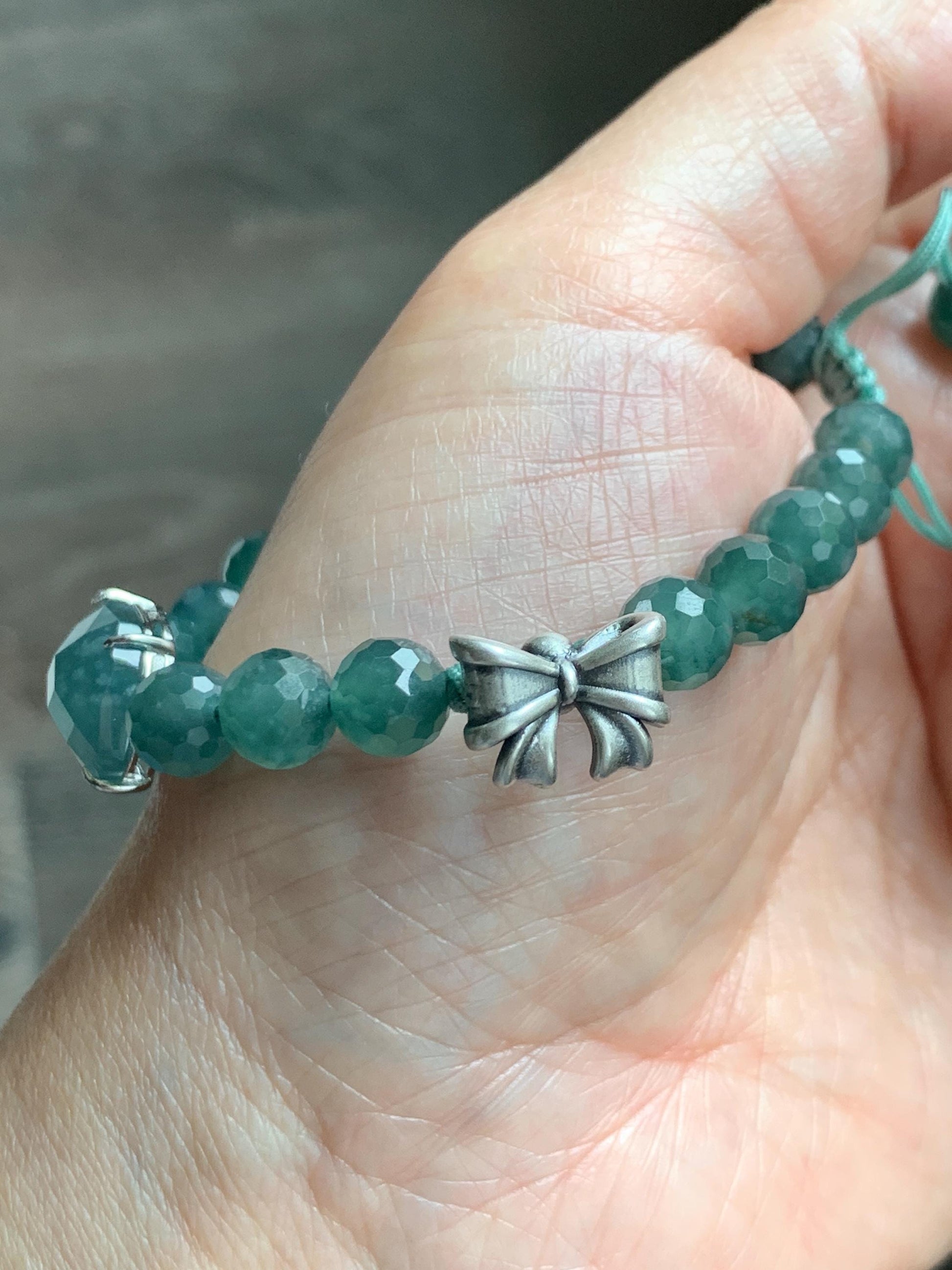 Natural Guatemalan Grade A Icy Translucent Dusty Teal Blue Jade Jadeite Cabochon & Beads Beaded Bracelet 7" 17g 天然冰危蓝绿翡翠切割面蛋面圆珠手串 WQG228