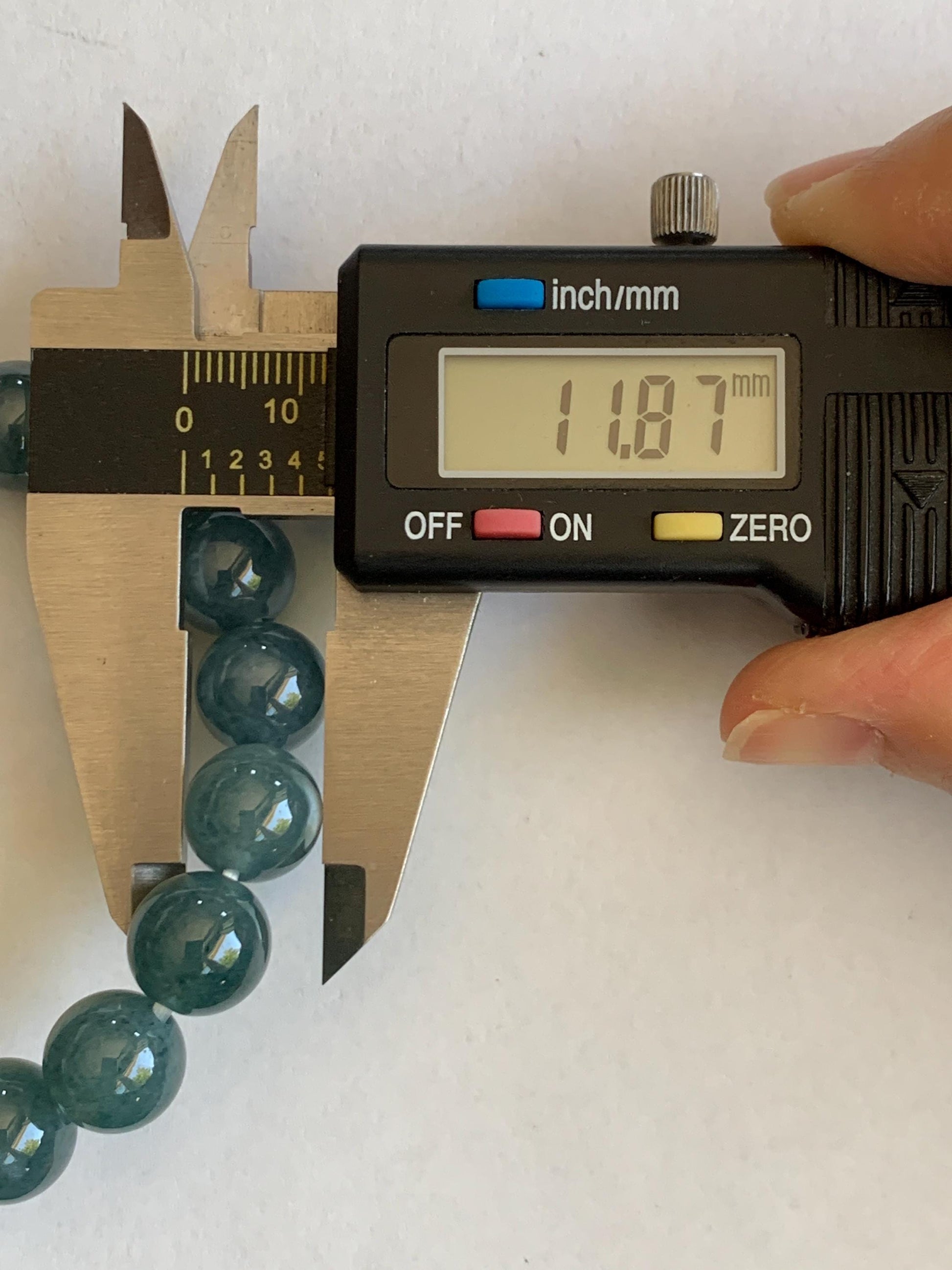 Certified Natural Grade A Guatemalan Icy Highly Translucent Blue Green Marble Jade Jadeite Beaded Bracelet 11.8mm 7.4” 48g 天然冰胶危蓝飘花翡翠手串 1167