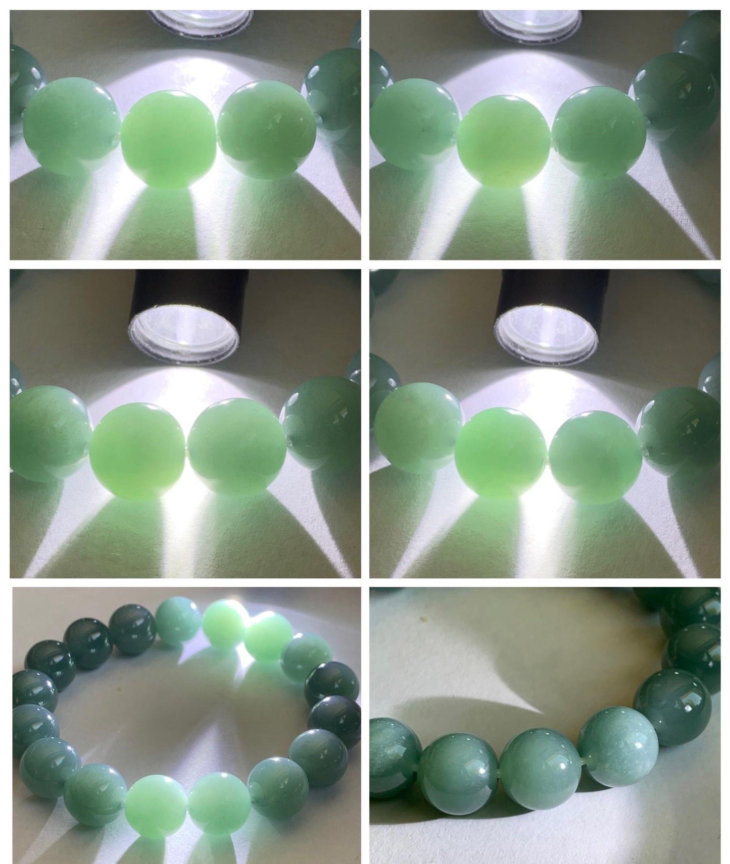 Natural Grade A Guatemalan Icy Translucent Dusty Teal Green Jade Jadeite Beaded Bracelet 11.7mm 7.3” 47g 天然冰危蓝绿翡翠手串 WDK220
