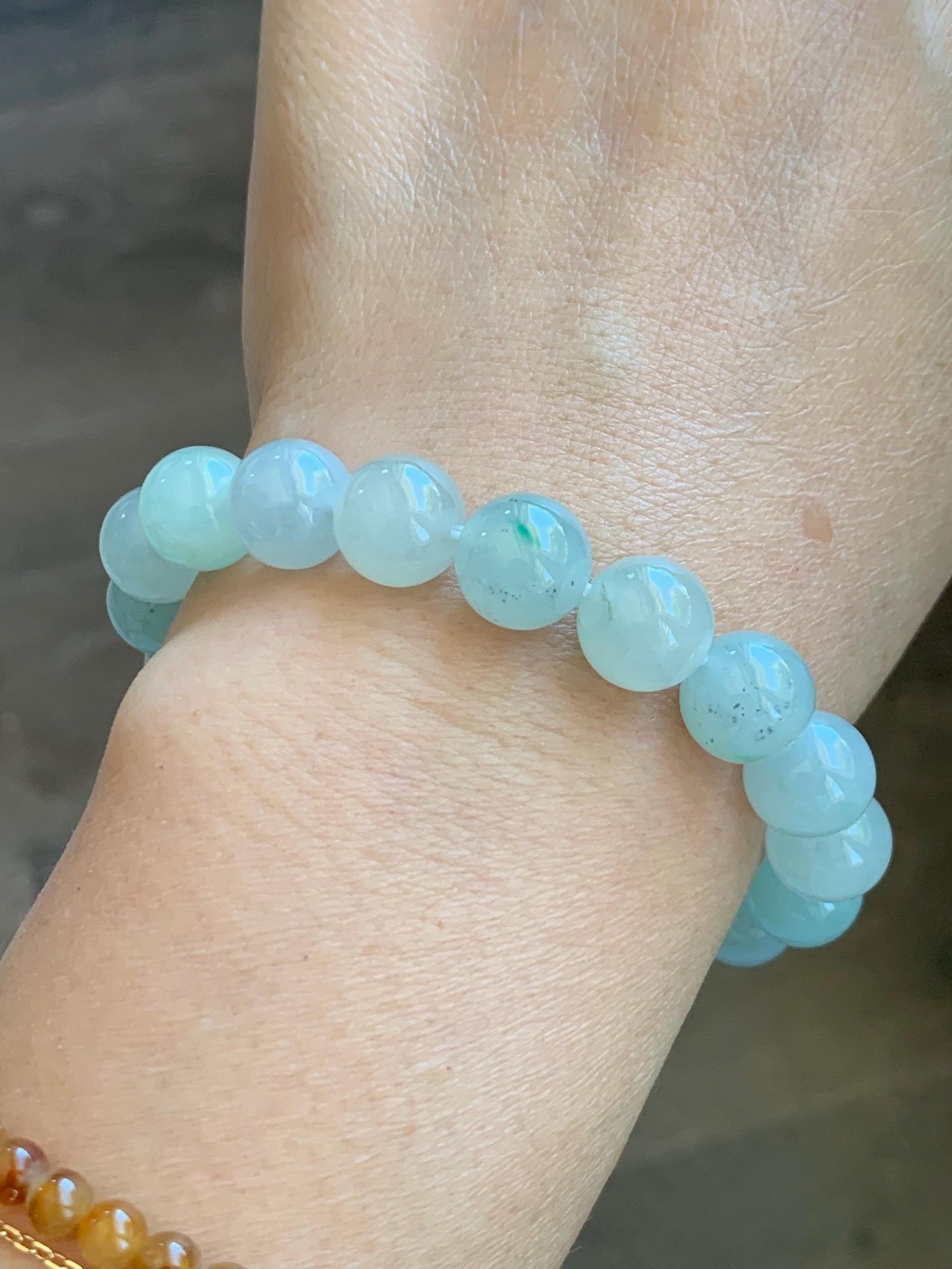 Certified Natural Grade A Icy Translucent Pastel Multicolored Jade Jadeite Beads Beaded Bracelet Stretchy 10mm 7” 32.7g 天然冰胶浅多宝翡翠大卡手串 1166
