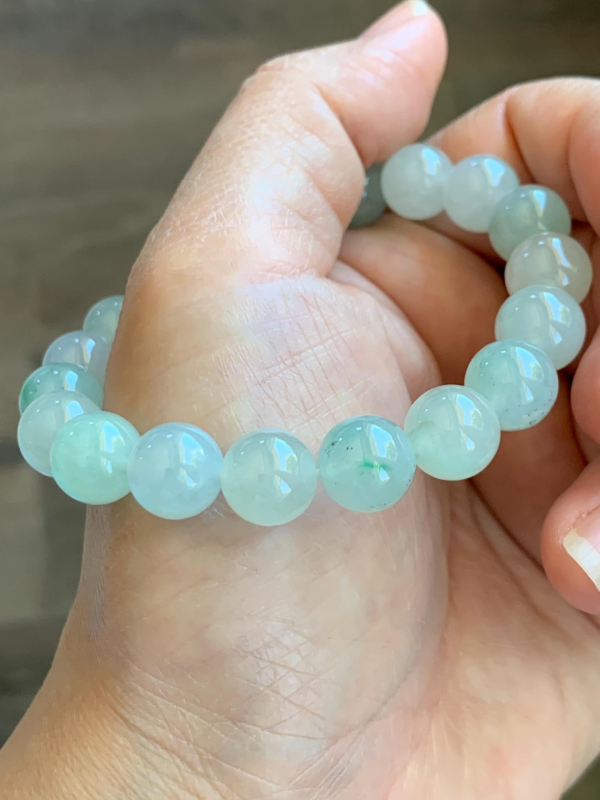 Certified Natural Grade A Icy Translucent Pastel Multicolored Jade Jadeite Beads Beaded Bracelet Stretchy 10mm 7” 32.7g 天然冰胶浅多宝翡翠大卡手串 1166
