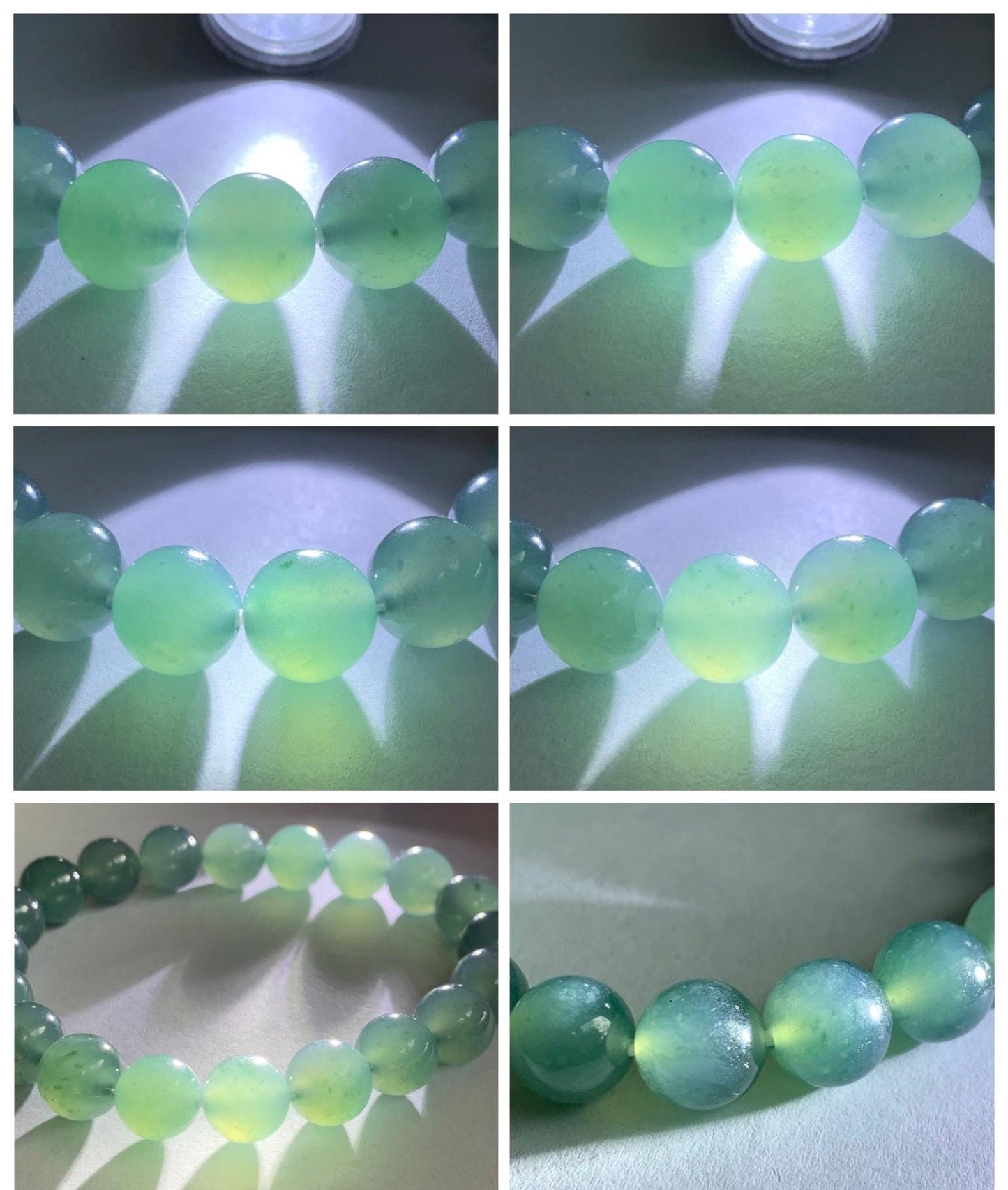 Natural Grade A Guatemalan Icy Translucent Dusty Teal Jade Jadeite Beaded Bracelet 9.8mm 7.25” 32g 天然冰胶危蓝绿翡翠手串 WLU272