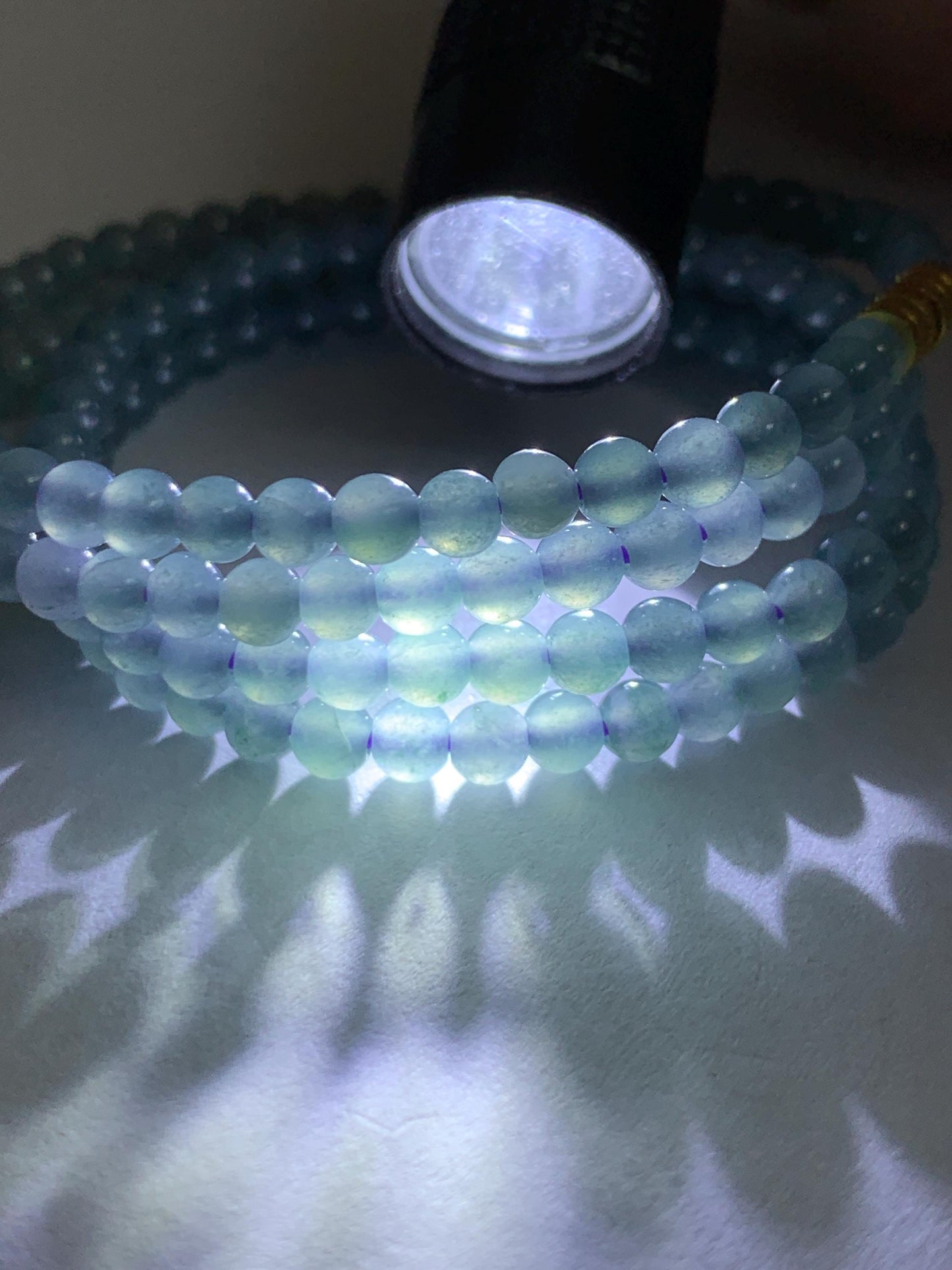 Grade A Natural Guatemalan Icy Translucent Light Dusty Blue Jade Jadeite Petite Beads Beaded Necklace 3.8mm 22.75” 16g 天然冰危浅灰蓝翡翠小圆珠项链 WXC110