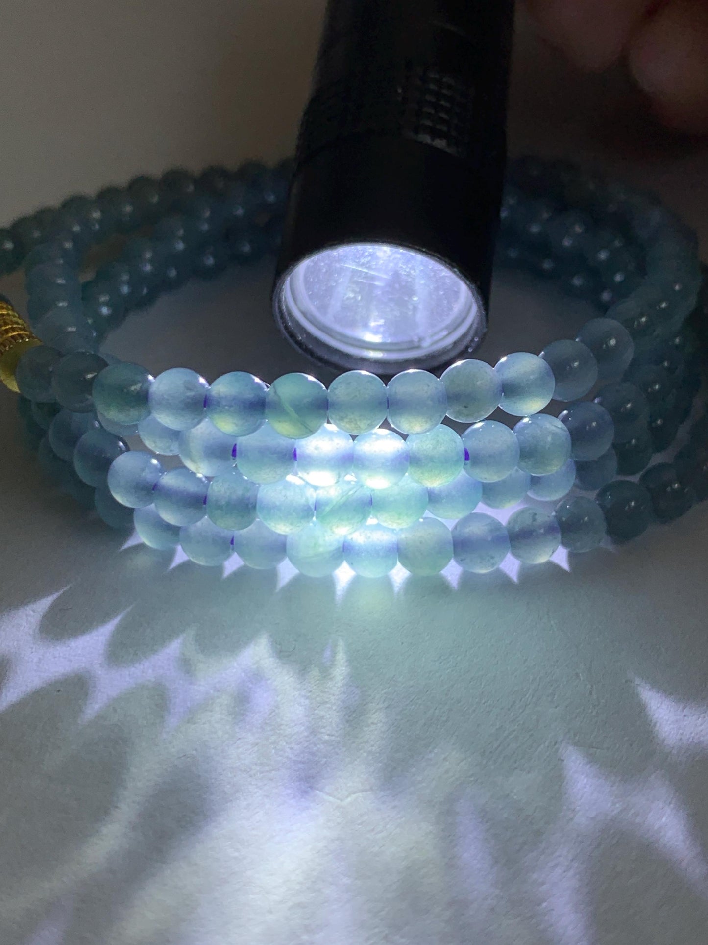 Grade A Natural Guatemalan Icy Translucent Light Dusty Blue Jade Jadeite Petite Beads Beaded Necklace 3.8mm 22.75” 16g 天然冰危浅灰蓝翡翠小圆珠项链 WXC110