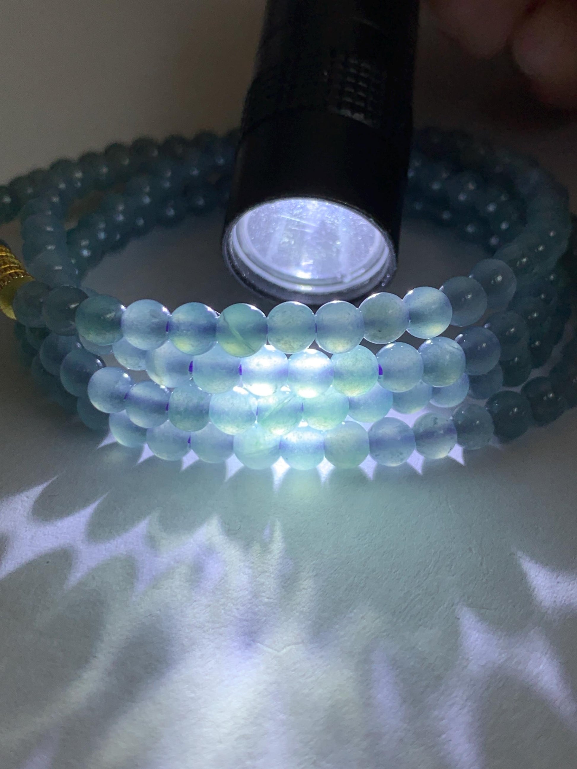 Grade A Natural Guatemalan Icy Translucent Light Dusty Blue Jade Jadeite Petite Beads Beaded Necklace 3.8mm 22.75” 16g 天然冰危浅灰蓝翡翠小圆珠项链 WXC110
