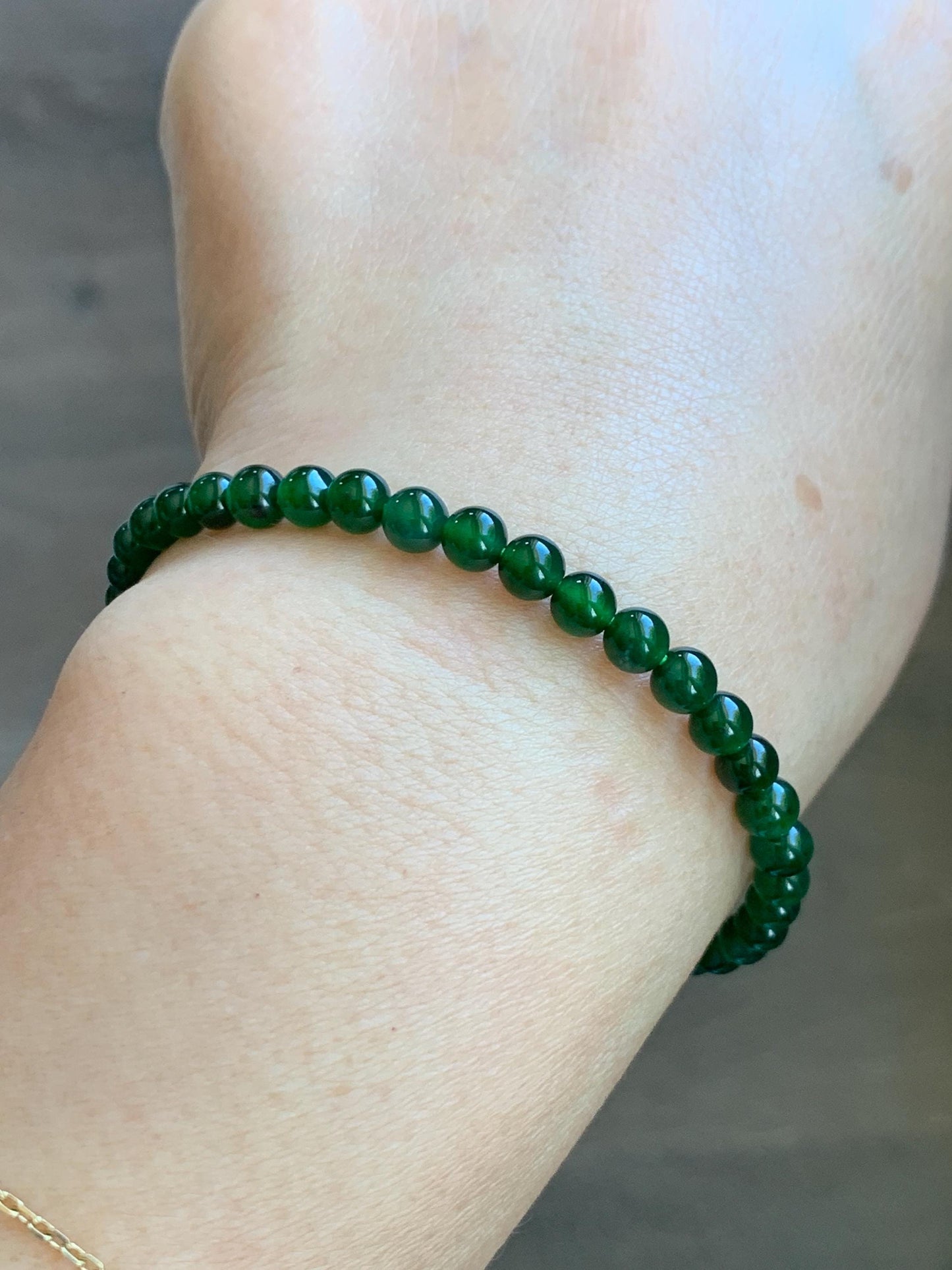 Natural Grade A Guatemalan Icy Translucent Rich Green Jade Jadeite Petite Beads Beaded Bracelet 4.1-4.7mm 7” 7g 天然冰危绿翡翠小卡圆珠手串 WDU180
