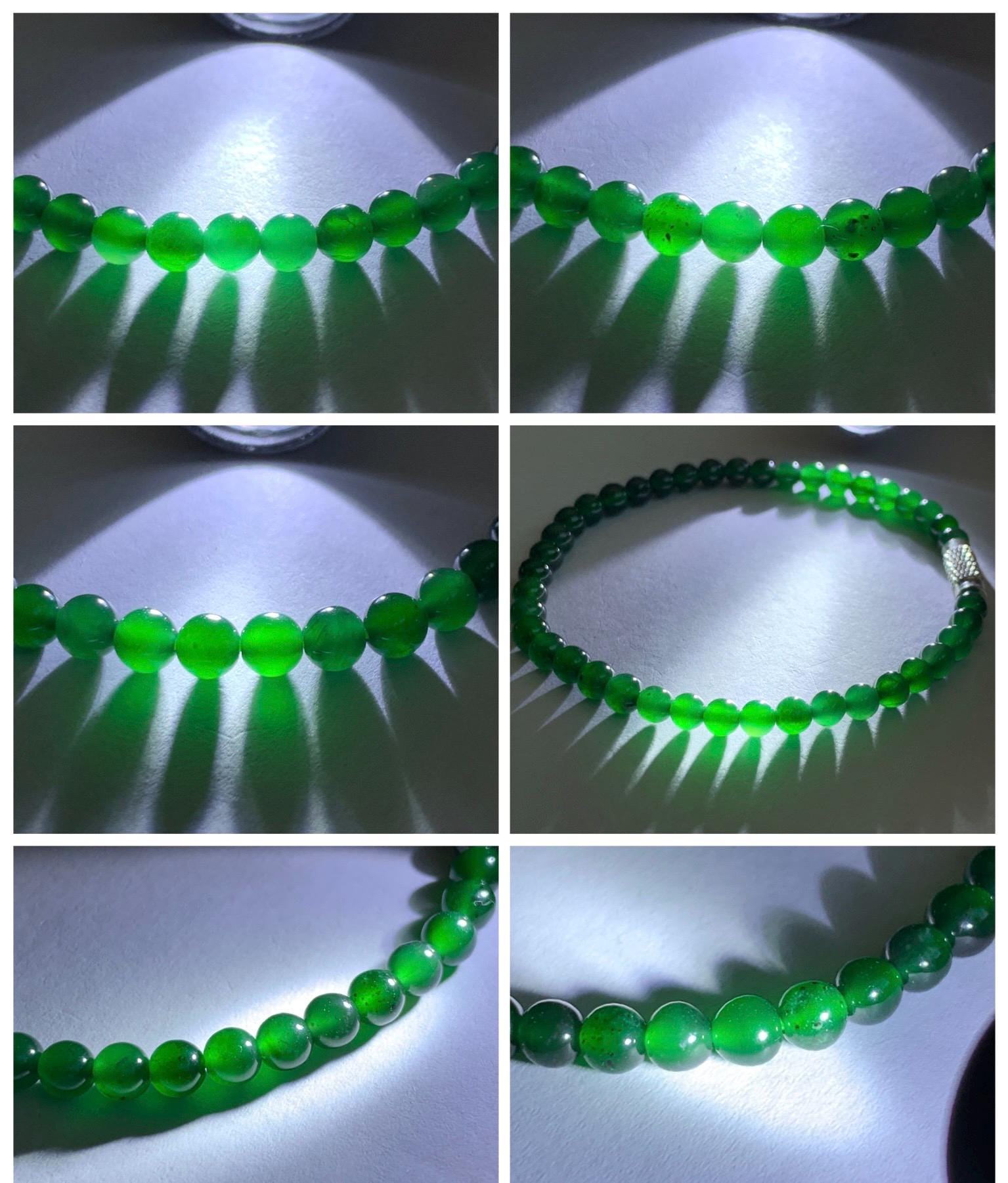 Natural Grade A Guatemalan Icy Translucent Rich Green Jade Jadeite Petite Beads Beaded Bracelet 4.1-4.7mm 7” 7g 天然冰危绿翡翠小卡圆珠手串 WDU180