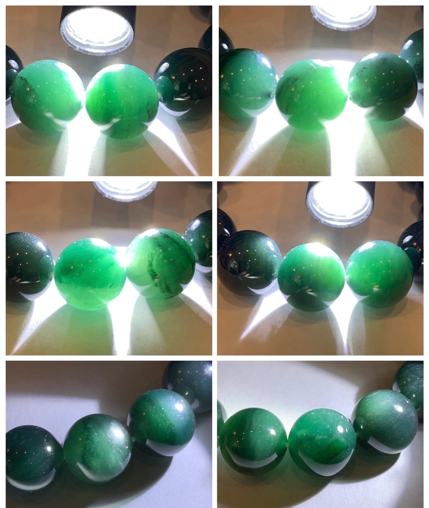 LARGE Natural Grade A Guatemalan Icy Translucent Dark Teal Green Wuji Jade Jadeite Beaded Bracelet 13.8mm 7.75” 69g 天然冰危深老蓝水翡翠大卡手串 WLL770B