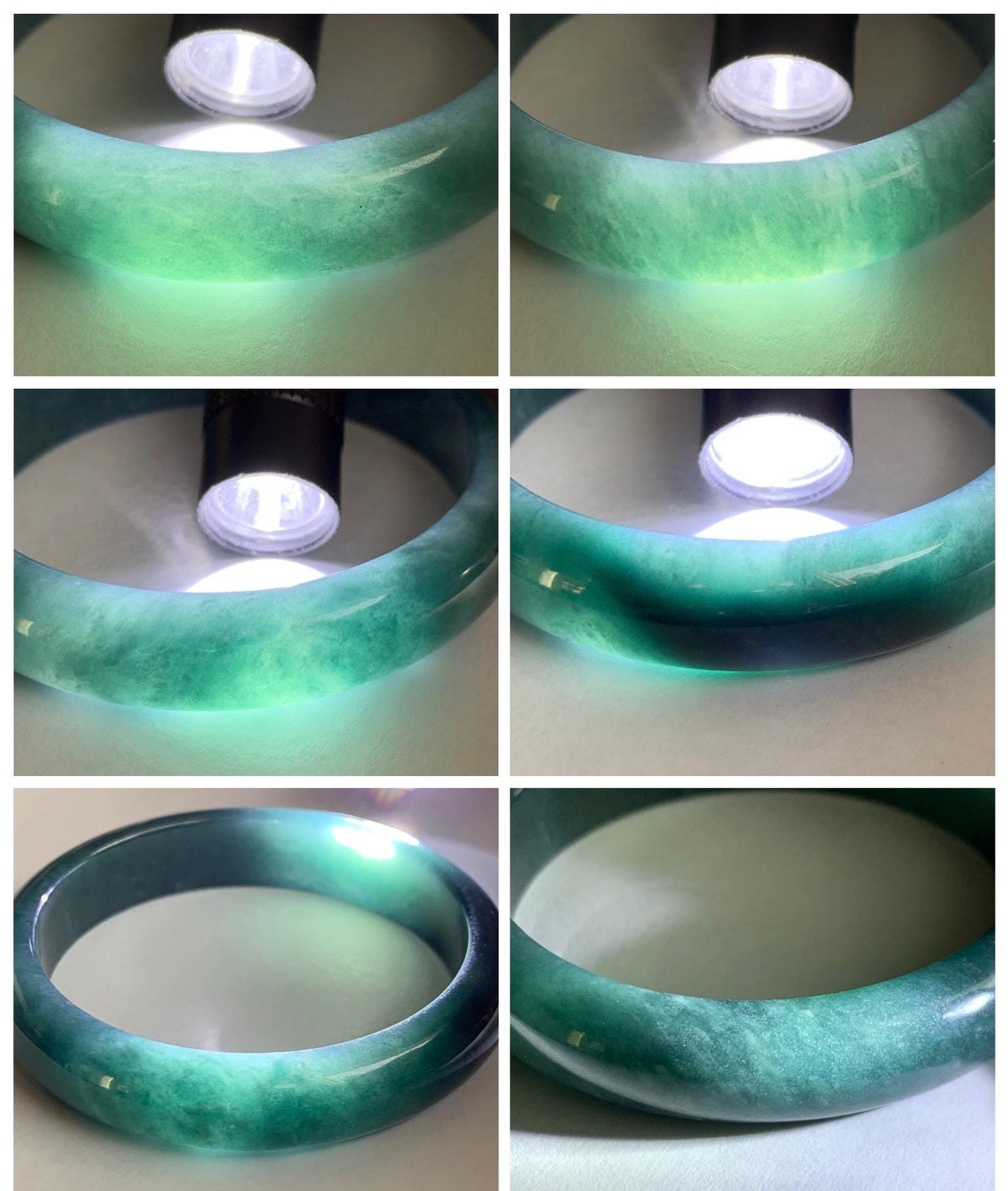Certified Natural Grade A Guatemalan Icy Translucent Dark Teal Blue Jade Jadeite Wide Bangle 54.47mm 6.73” 44g 天然冰危蓝绿翡翠正圈宽版手镯 1228