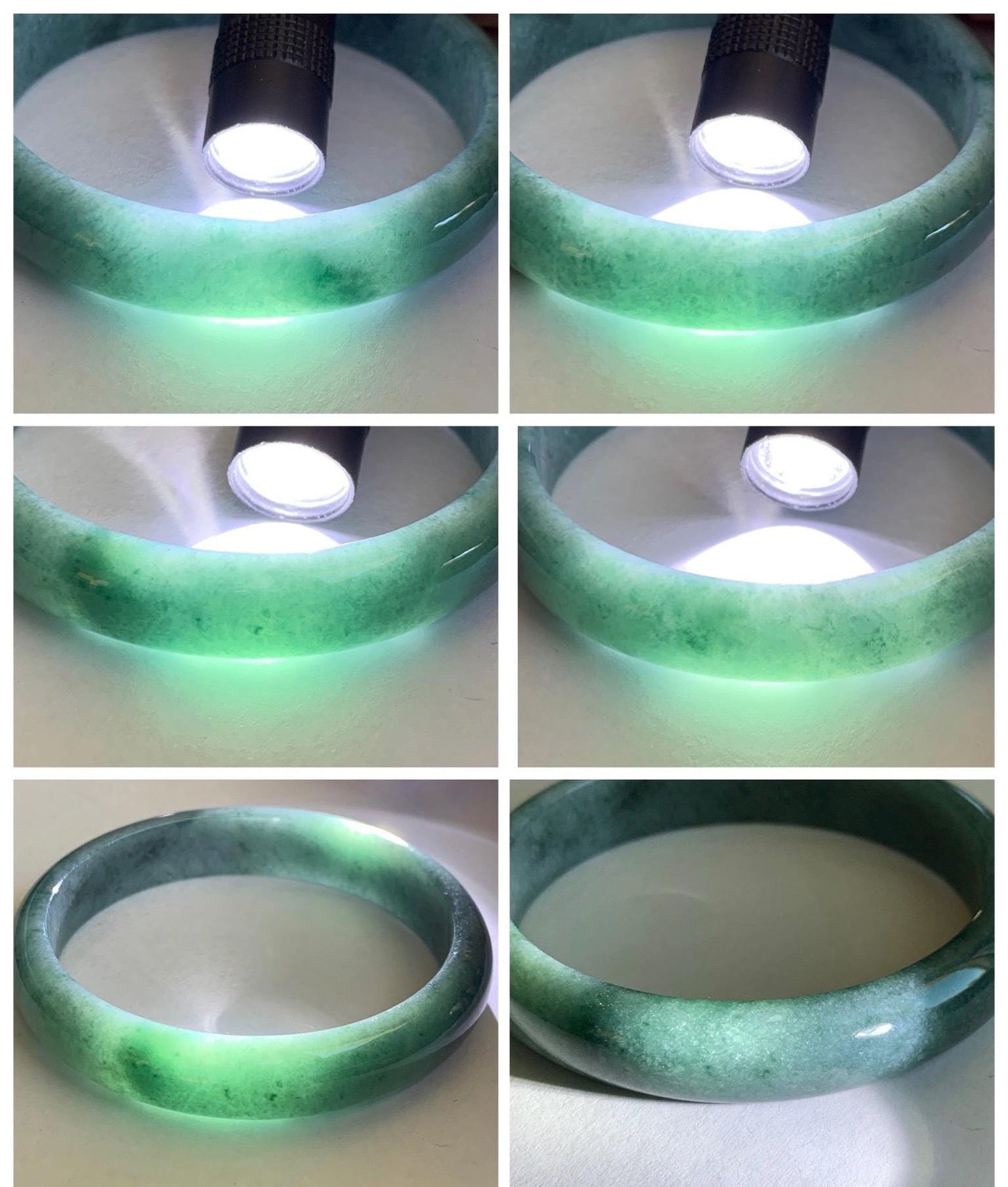 Certified Natural Grade A Guatemalan Icy Translucent Dusty Blue Jade Jadeite Wide Bangle Bracelet 60.7mm 7.5" 48.7g 天然危蓝糯种翡翠正圈手镯 1238