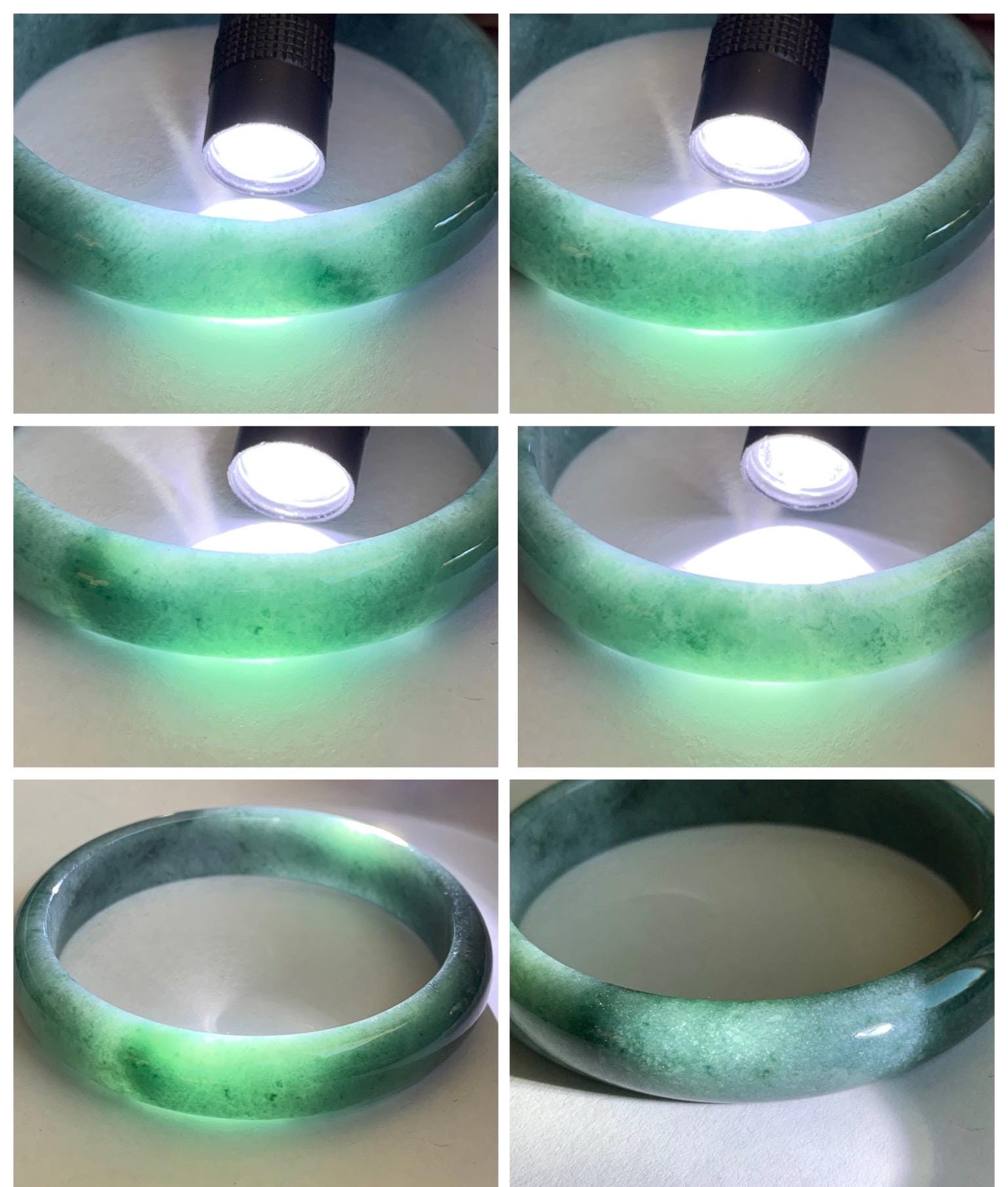 Certified Natural Grade A Guatemalan Icy Translucent Dusty Blue Jade Jadeite Wide Bangle Bracelet 60.7mm 7.5" 48.7g 天然危蓝糯种翡翠正圈手镯 1238