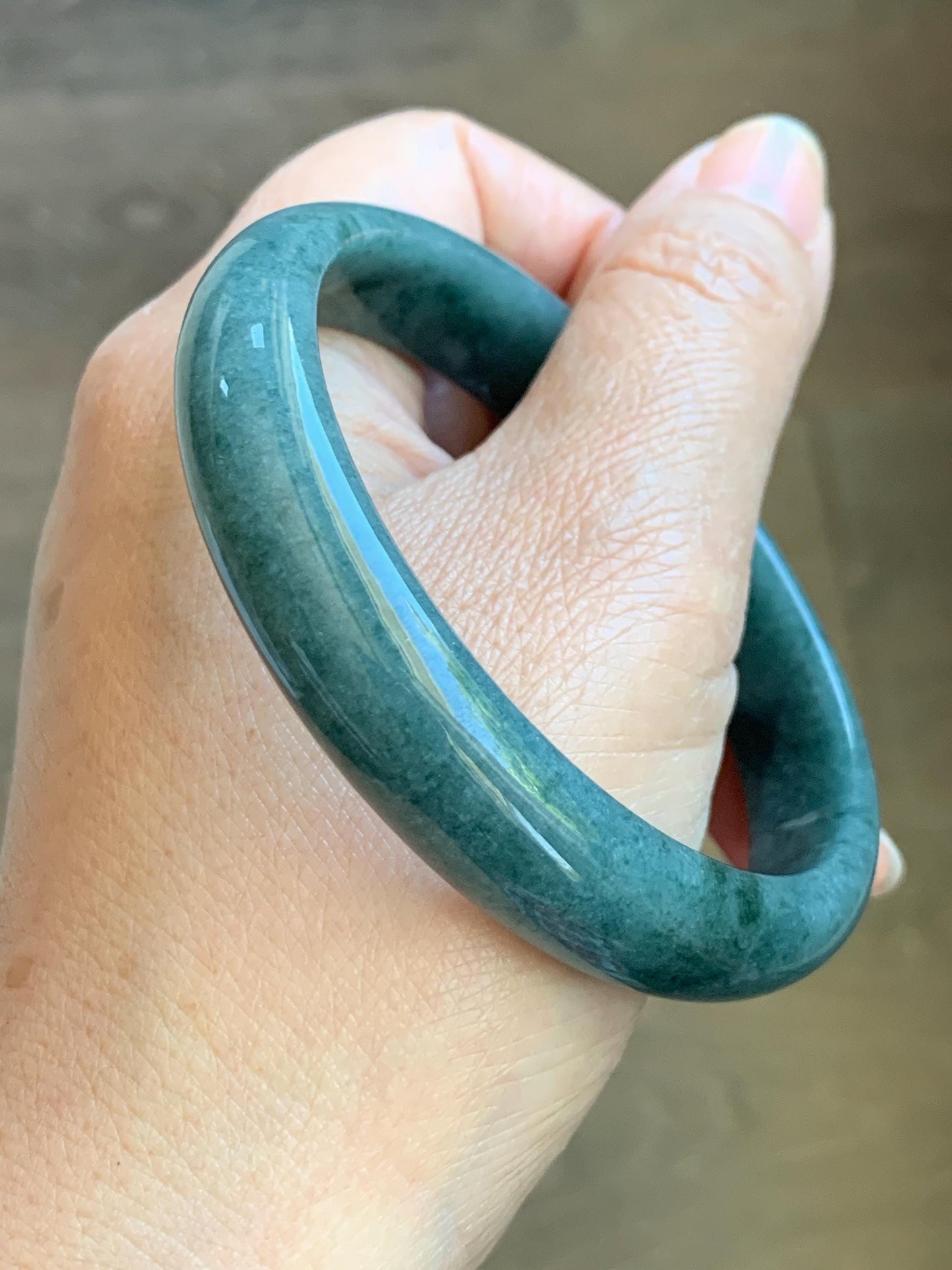 Certified Natural Grade A Guatemalan Icy Translucent Dusty Blue Jade Jadeite Wide Bangle Bracelet 60.7mm 7.5" 48.7g 天然危蓝糯种翡翠正圈手镯 1238