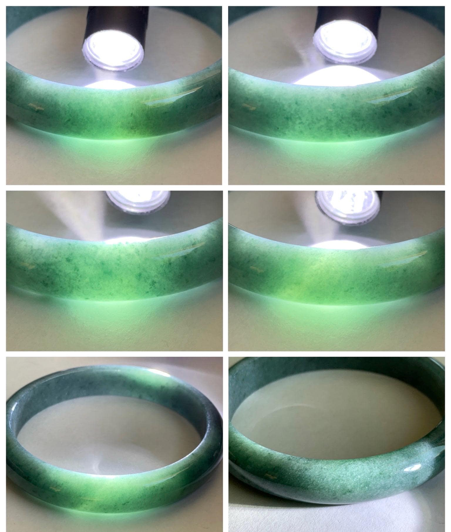 Certified Natural Grade A Guatemalan Icy Translucent Dusty Blue Jade Jadeite Wide Bangle Bracelet 62.3mm 7.7" 48.6g 天然危蓝糯种翡翠正圈手镯 1232