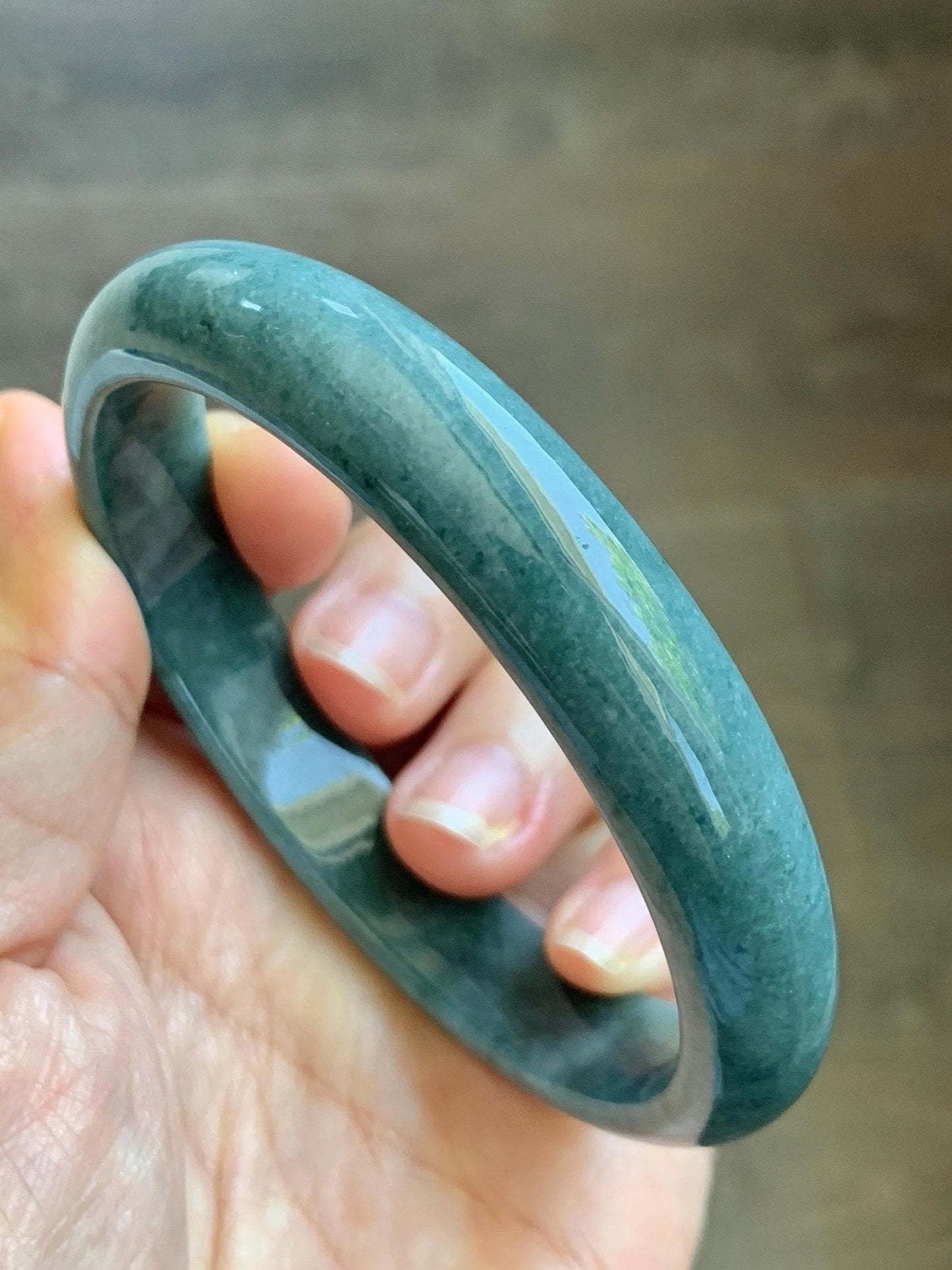 Certified Natural Grade A Guatemalan Icy Translucent Dusty Blue Jade Jadeite Wide Bangle Bracelet 62.3mm 7.7" 48.6g 天然危蓝糯种翡翠正圈手镯 1232