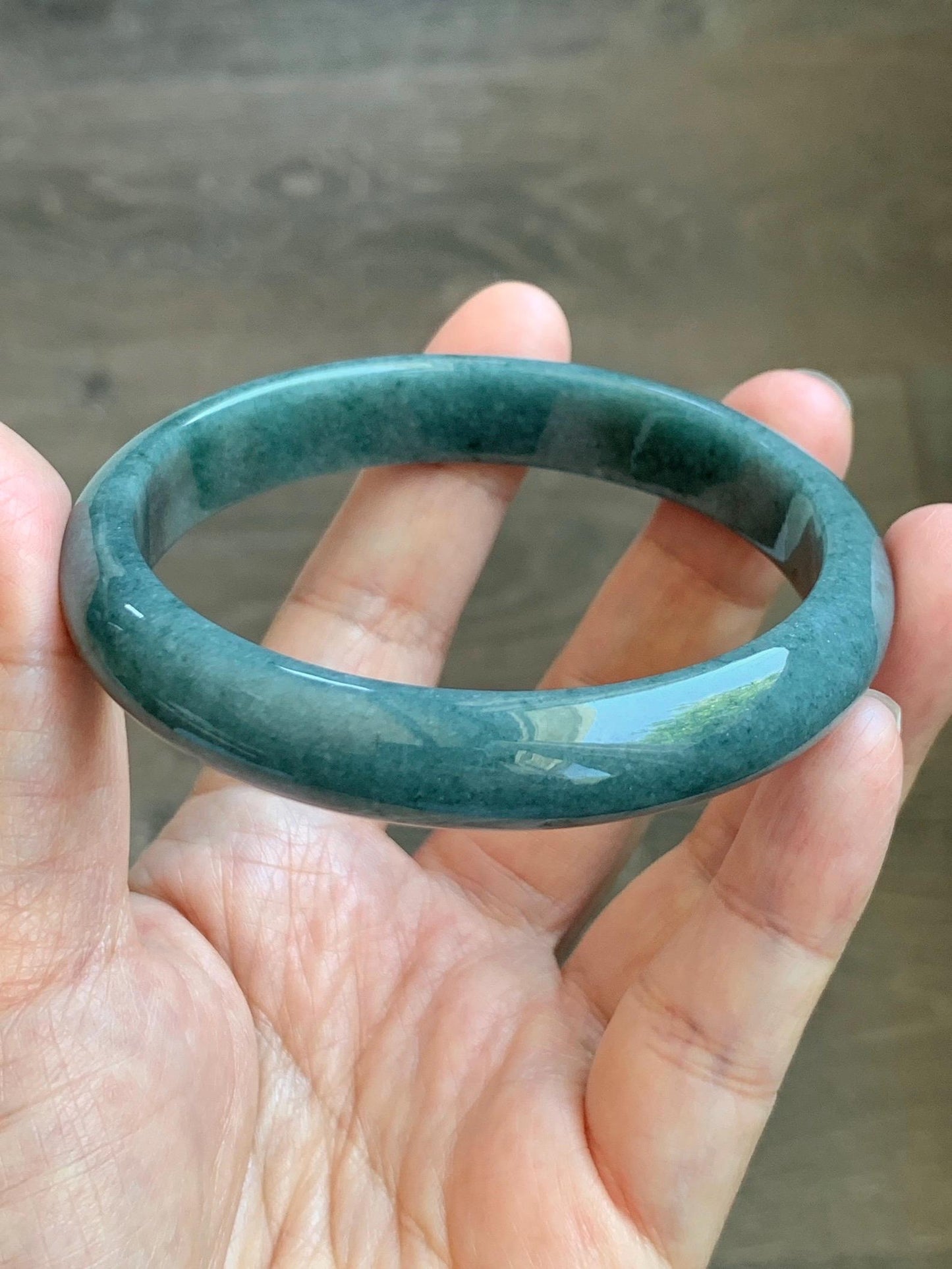 Certified Natural Grade A Guatemalan Icy Translucent Dusty Blue Jade Jadeite Wide Bangle Bracelet 62.3mm 7.7" 48.6g 天然危蓝糯种翡翠正圈手镯 1232